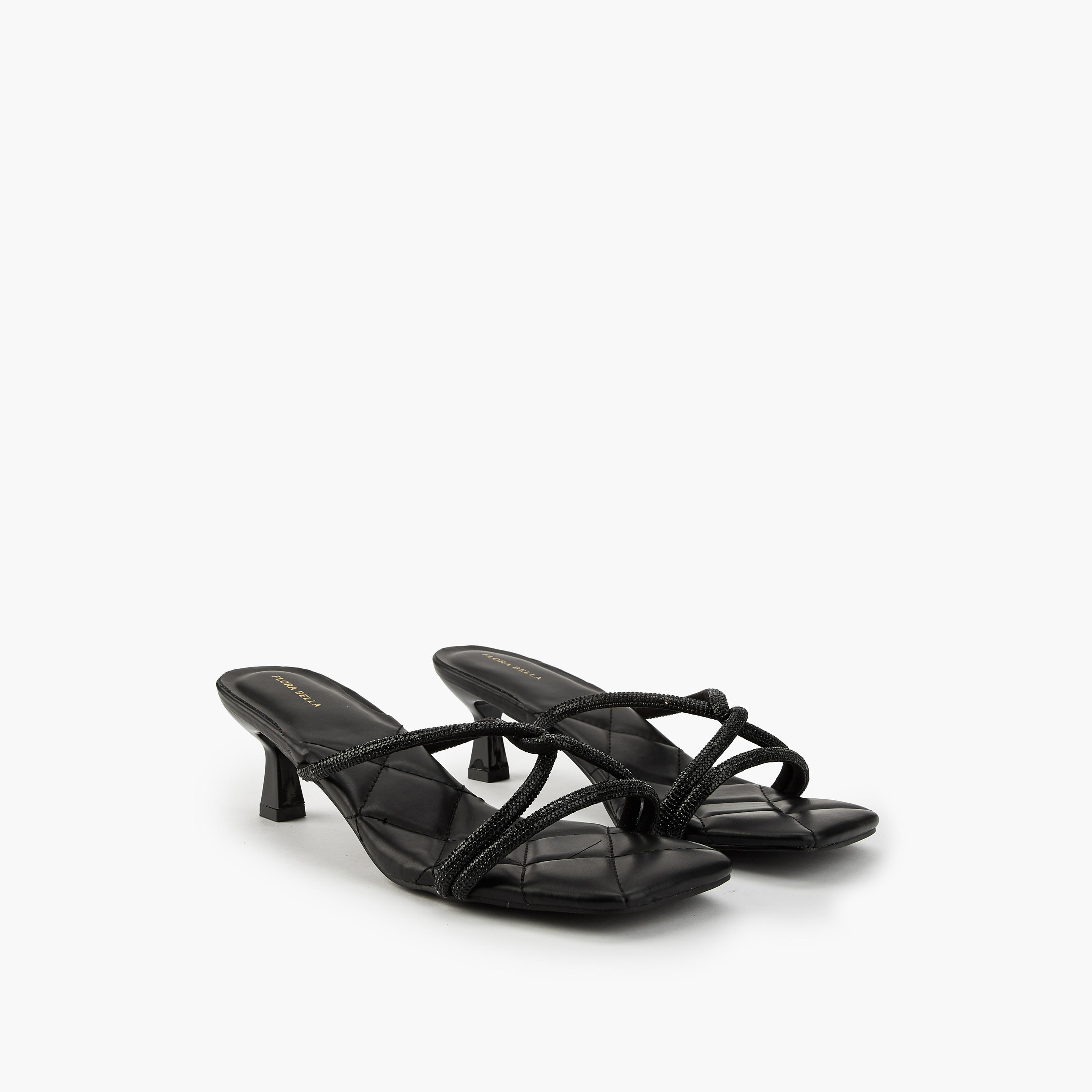 Flora Bella Embellished Strap Slip-On Sandals with Flared Heel-women-shoes-sandals-heeled-image-1