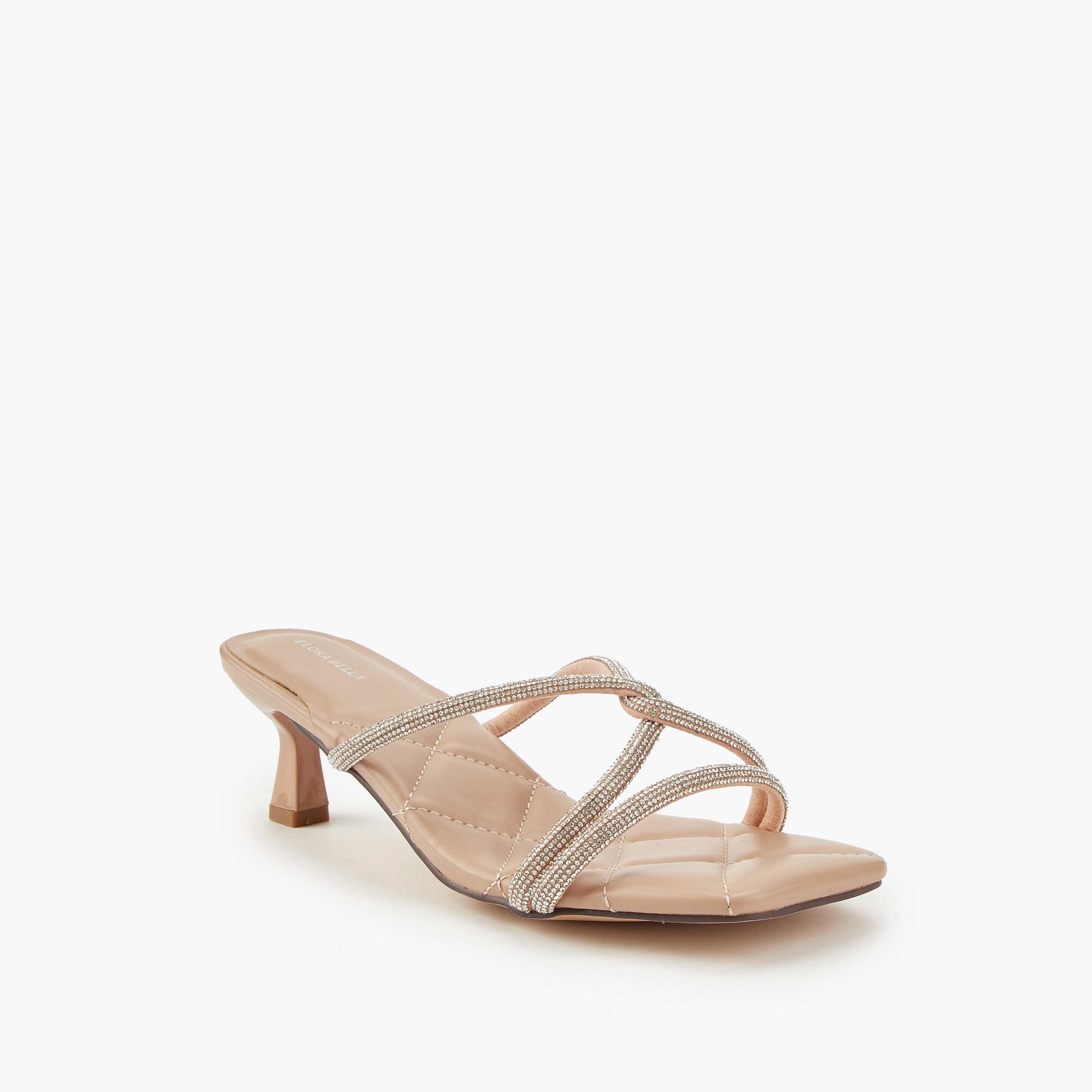 Flora Bella Embellished Strap Slip-On Sandals with Flared Heel-women-shoes-sandals-heeled-image-3