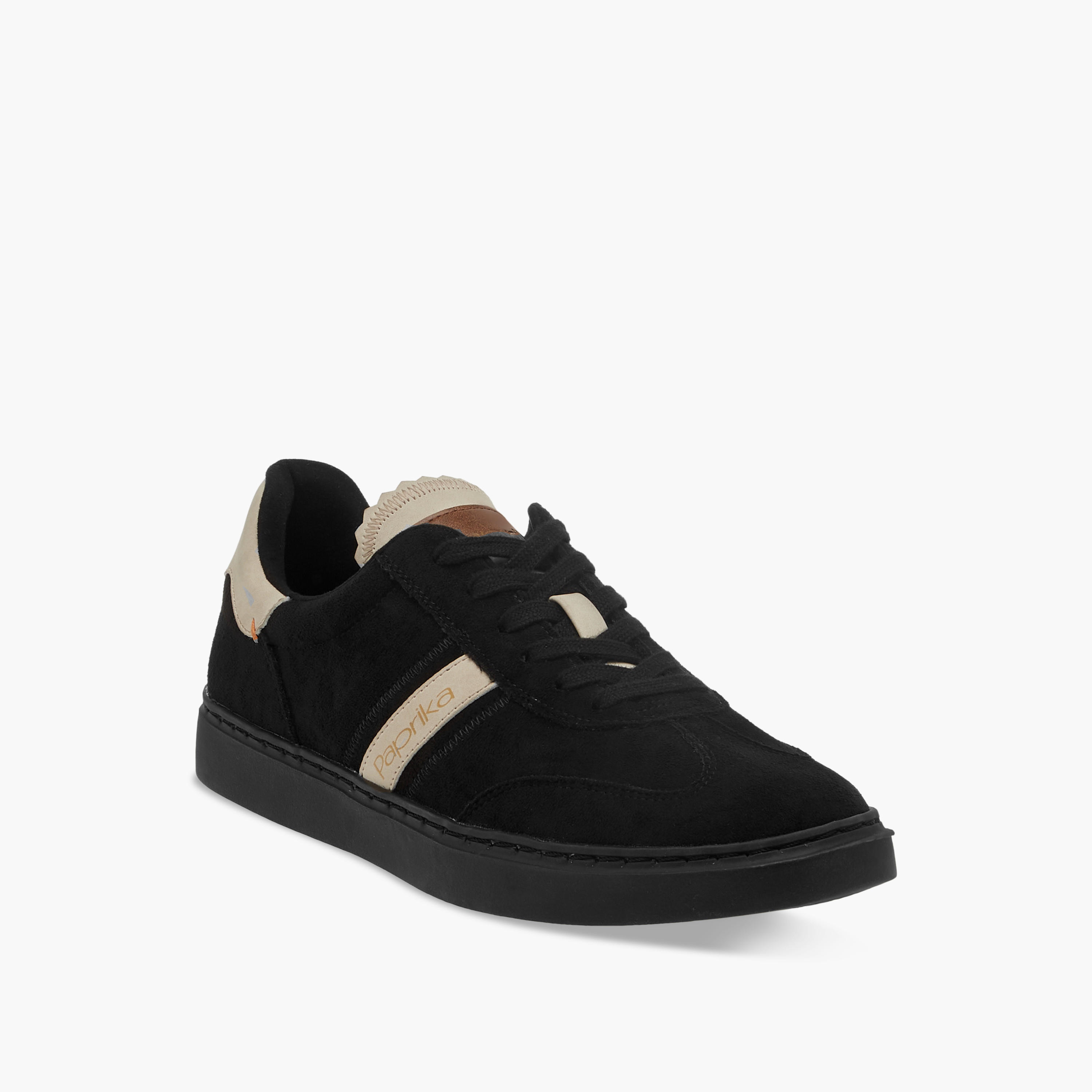 Paprika Panelled Ankle Sneakers with Lace-Up Closure-women-shoes-sneakers-image-2