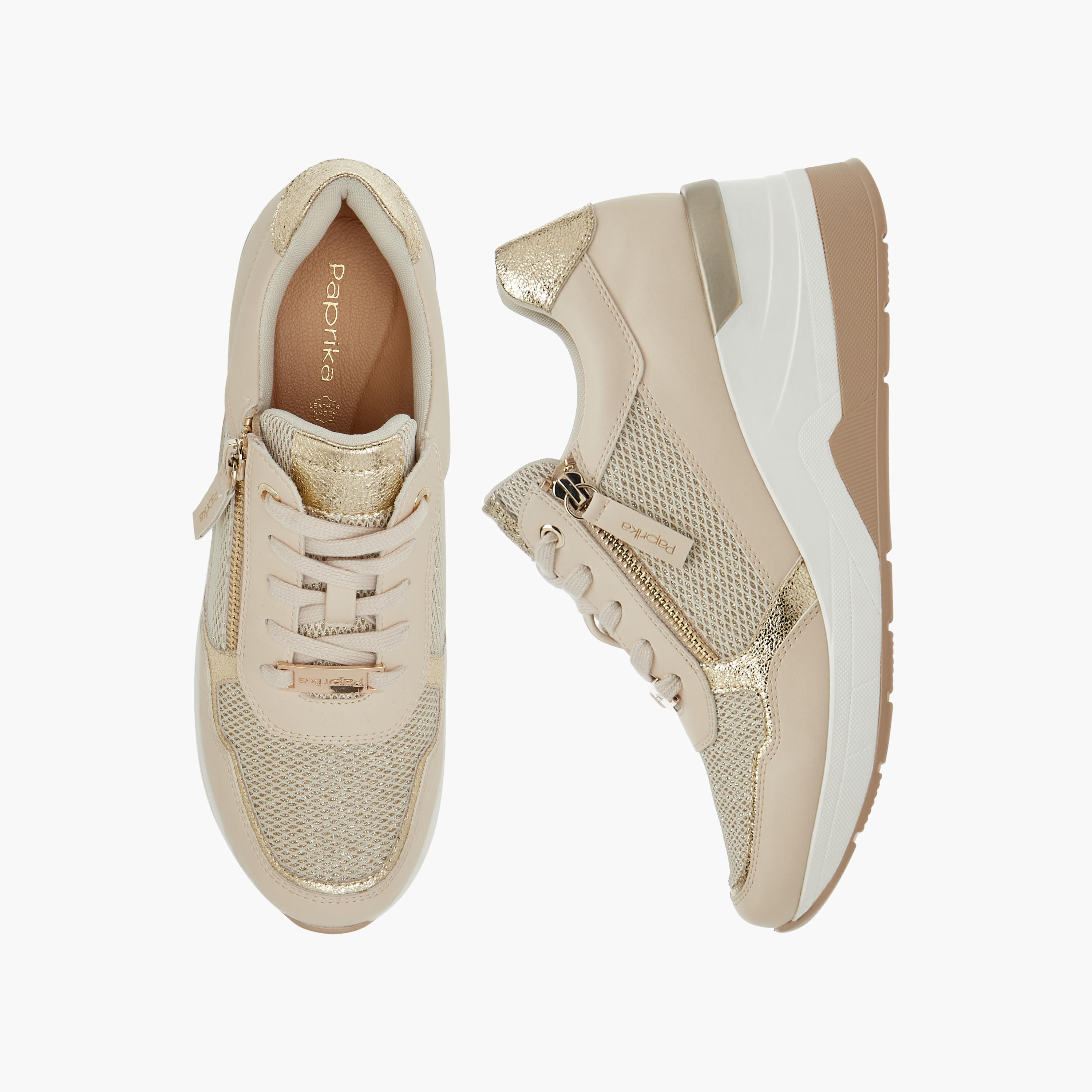 Paprika Panelled Ankle Sneakers with Lace-Up Closure-women-shoes-sneakers-image-1