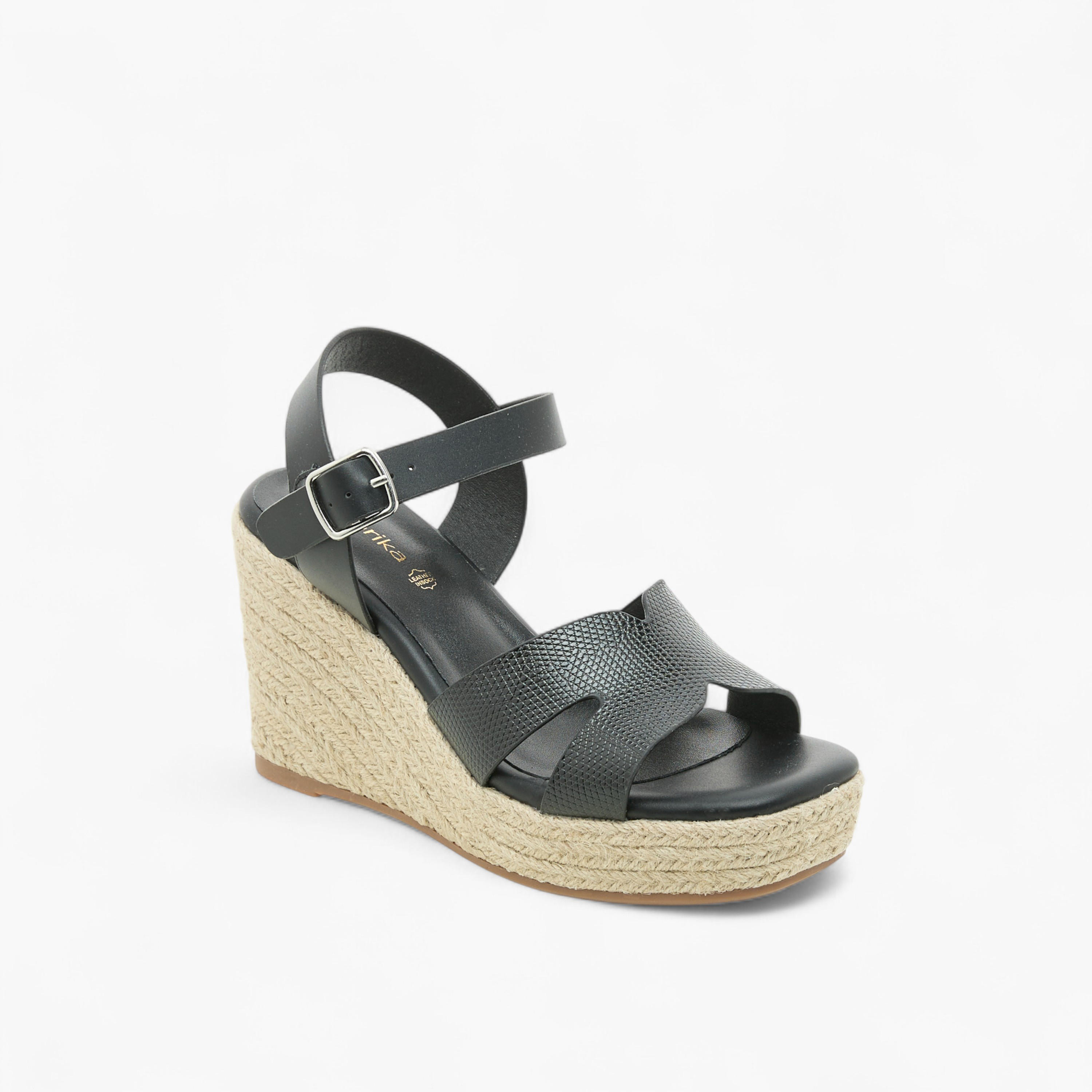 Paprika Textured Wedge Heeled Sandals with Buckle Closure-women-shoes-sandals-heeled-image-2