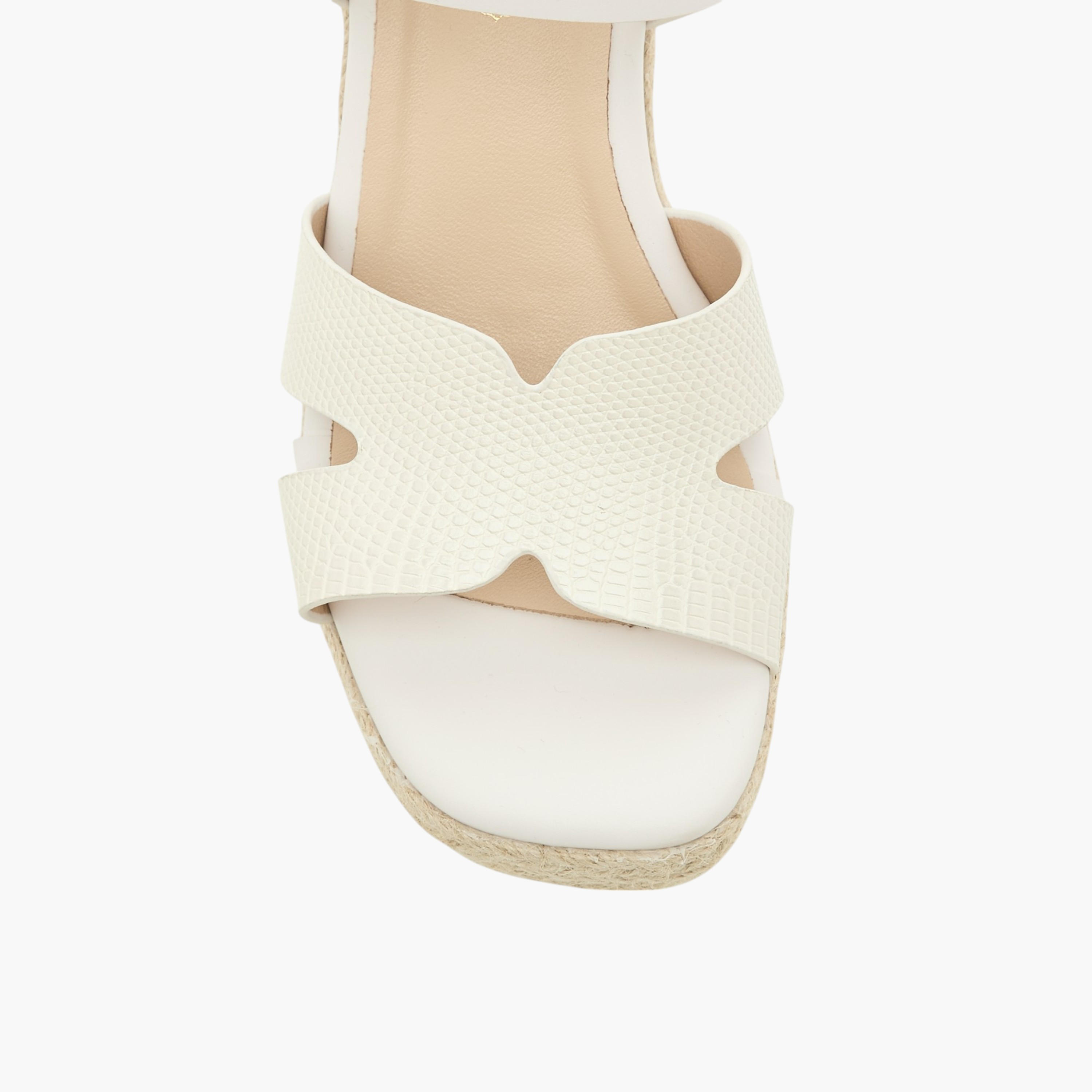 Paprika Textured Wedge Heeled Sandals with Buckle Closure-women-shoes-sandals-heeled-image-4