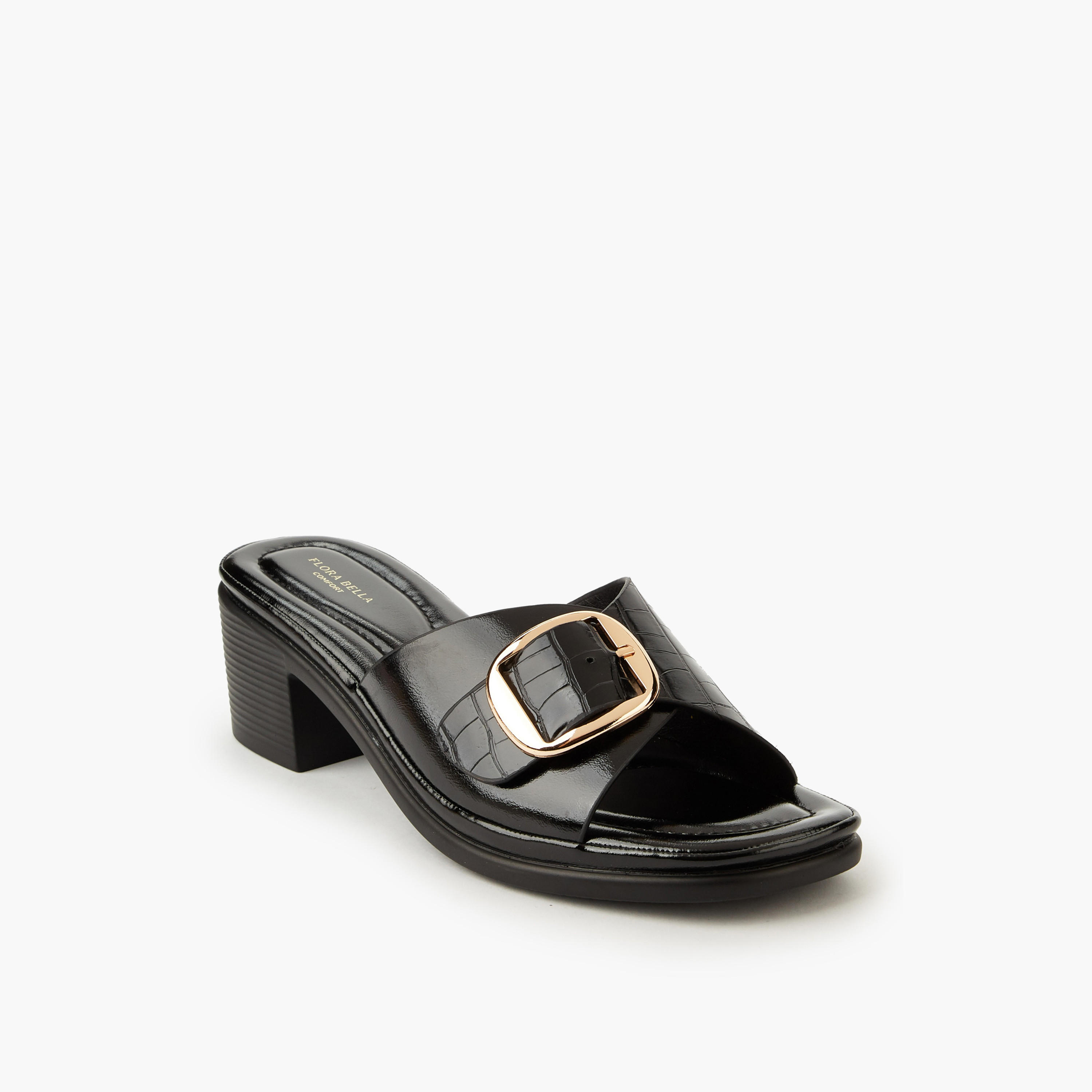 صندل بكعب عريض وتفاصيل إبزيم للنساء من فلورا بيلا-women-shoes-sandals-heeled-image-2