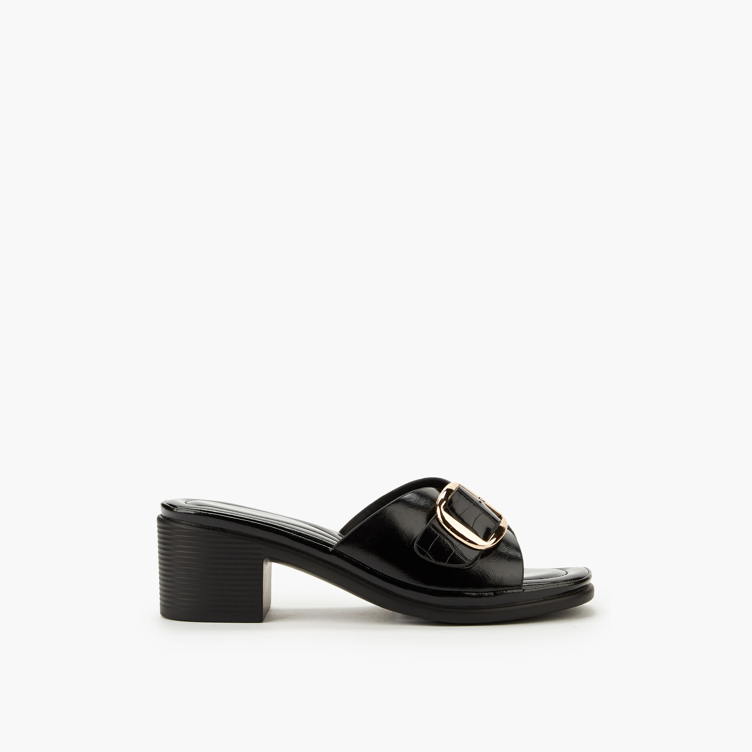 صندل بكعب عريض وتفاصيل إبزيم للنساء من فلورا بيلا-women-shoes-sandals-heeled-image-3