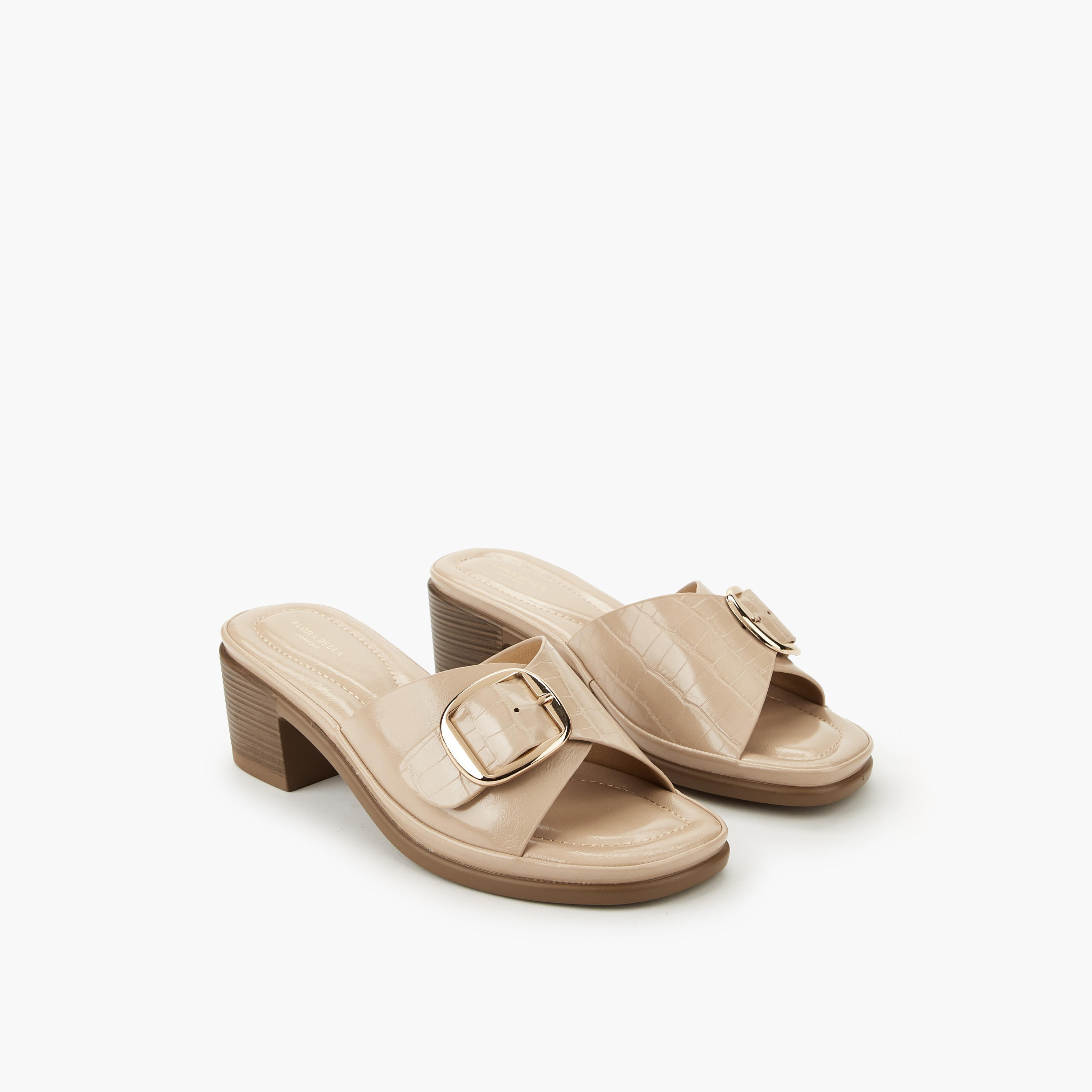 Flora Bella Women Buckle Detail Block Heel Sandals-women-shoes-sandals-heeled-image-1