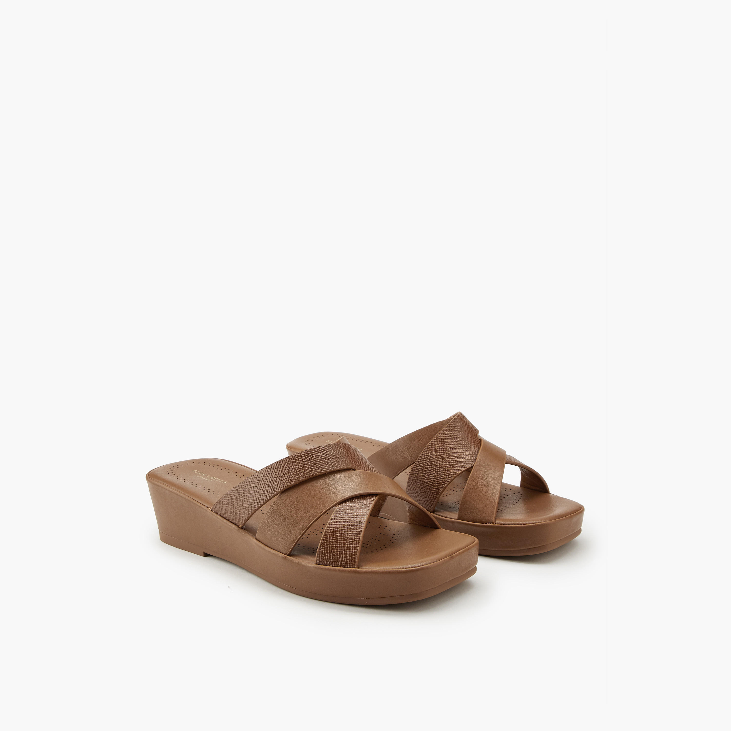Flora Bella Textured Criss-Cross Wedge Sandals-women-shoes-sandals-heeled-image-1