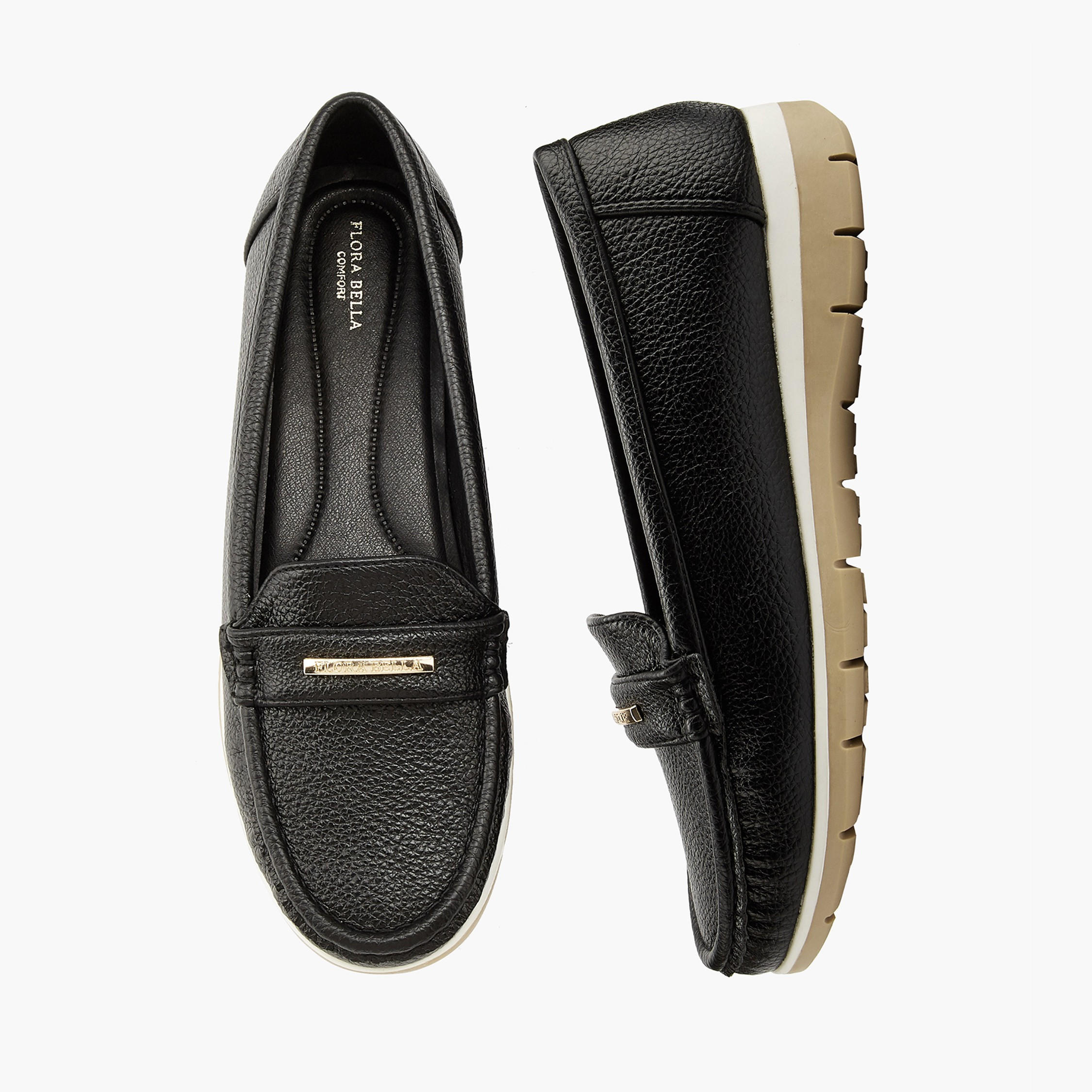Flora Bella Textured Loafers with Metal Accent-women-shoes-loafersandmoccasins-image-1