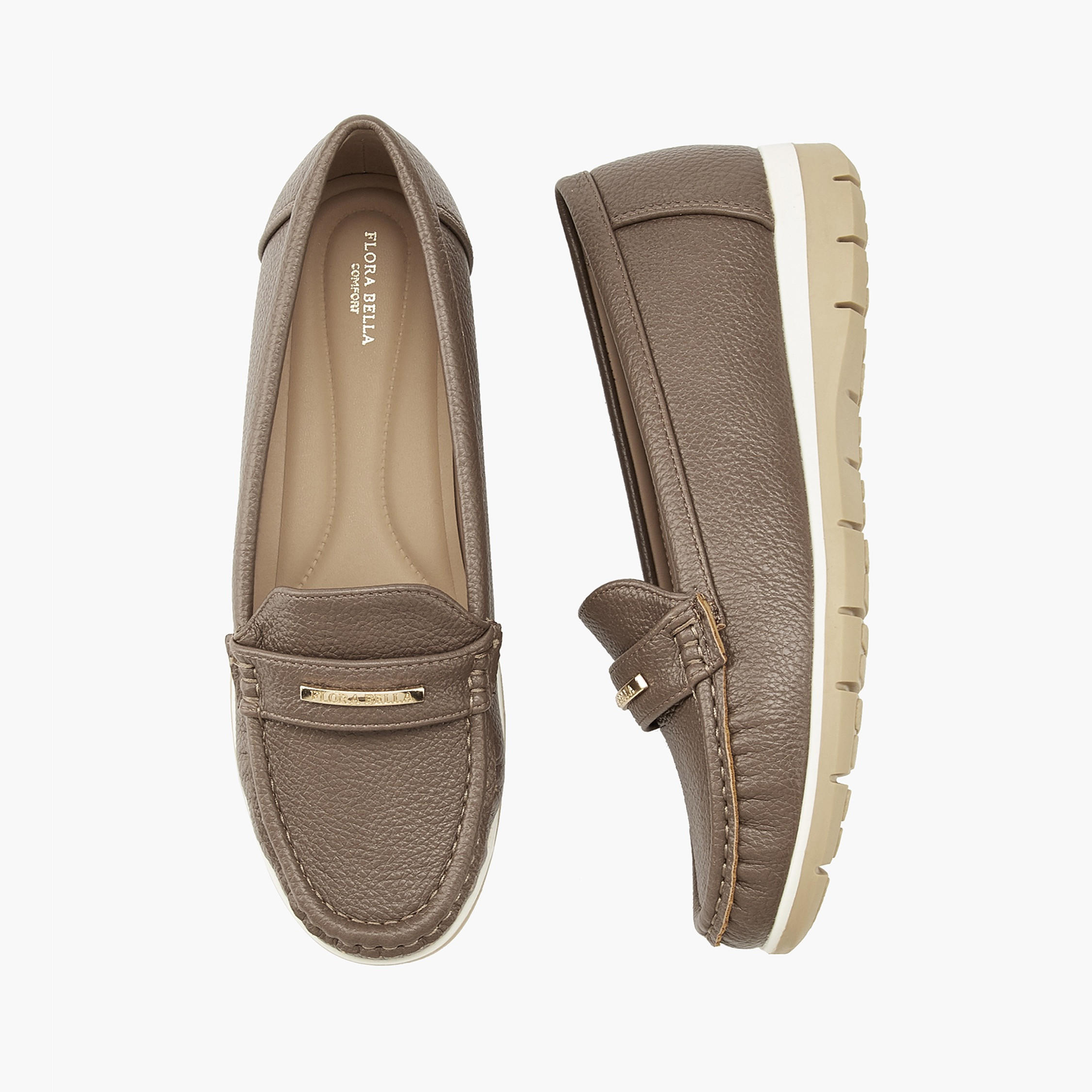 Flora Bella Textured Loafers with Metal Accent-women-shoes-loafersandmoccasins-image-1
