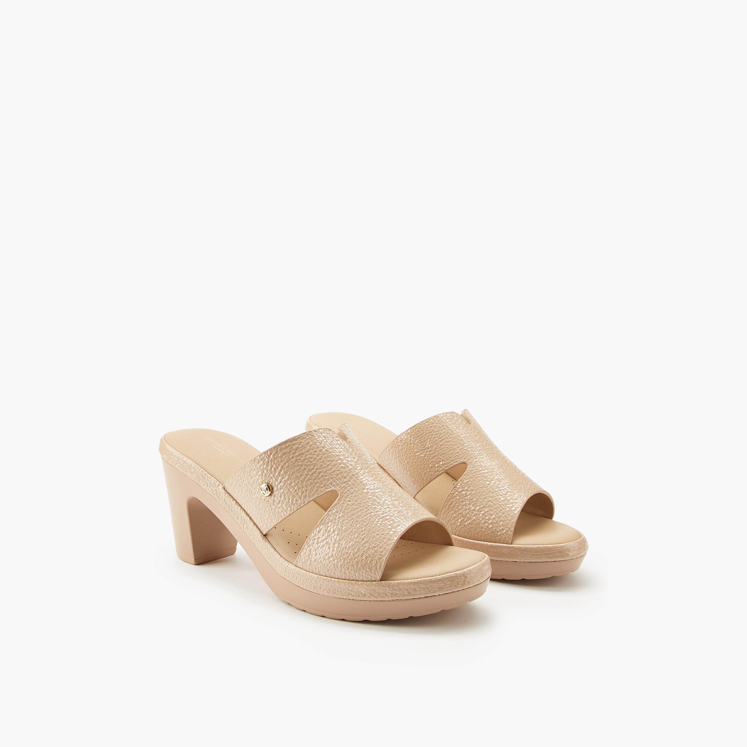 Flora Bella Textured Slip-On Sandals with Block Heels-women-shoes-sandals-heeled-image-1