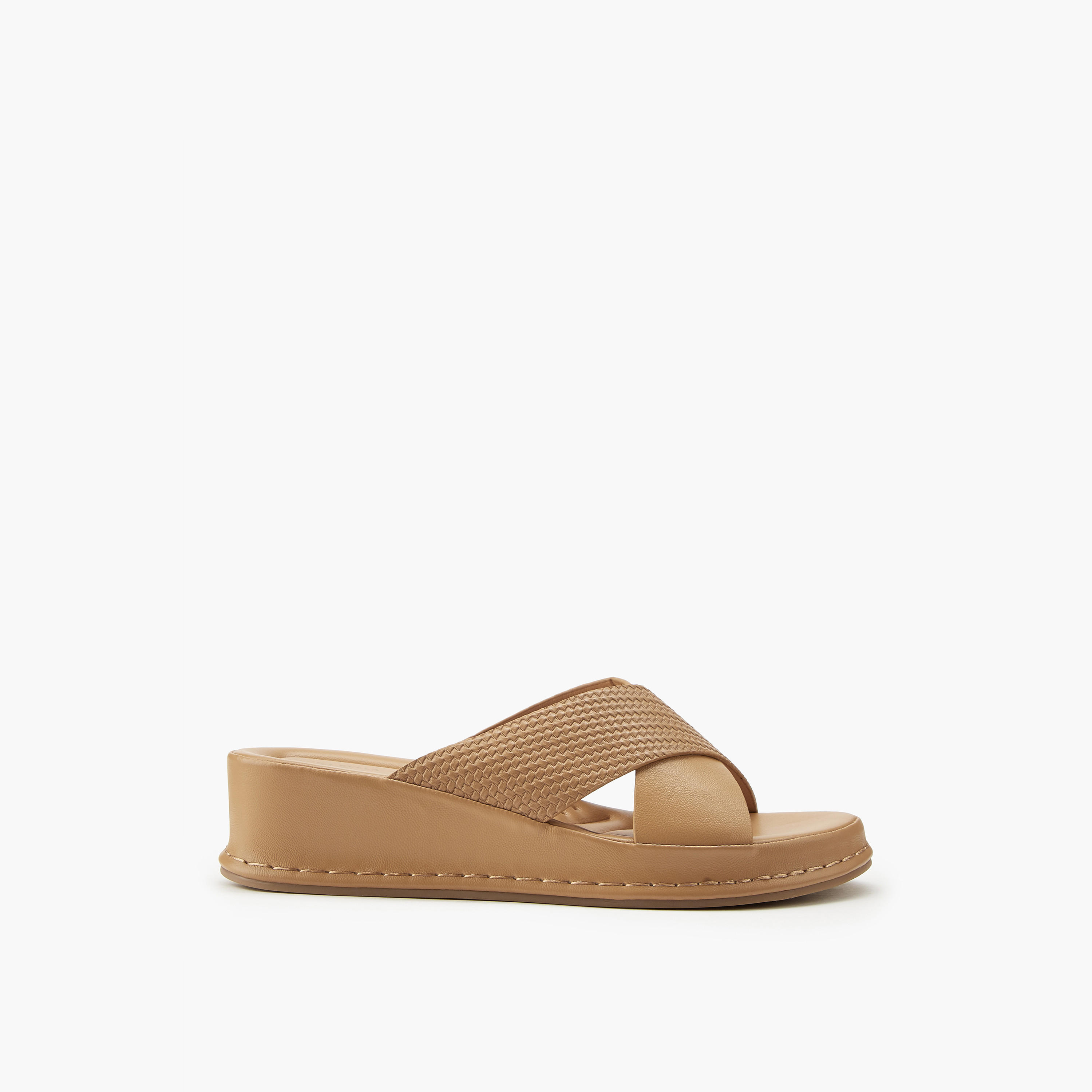 Flora Bella Textured Criss-Cross Slip-On Sandals-women-shoes-sandals-heeled-image-2