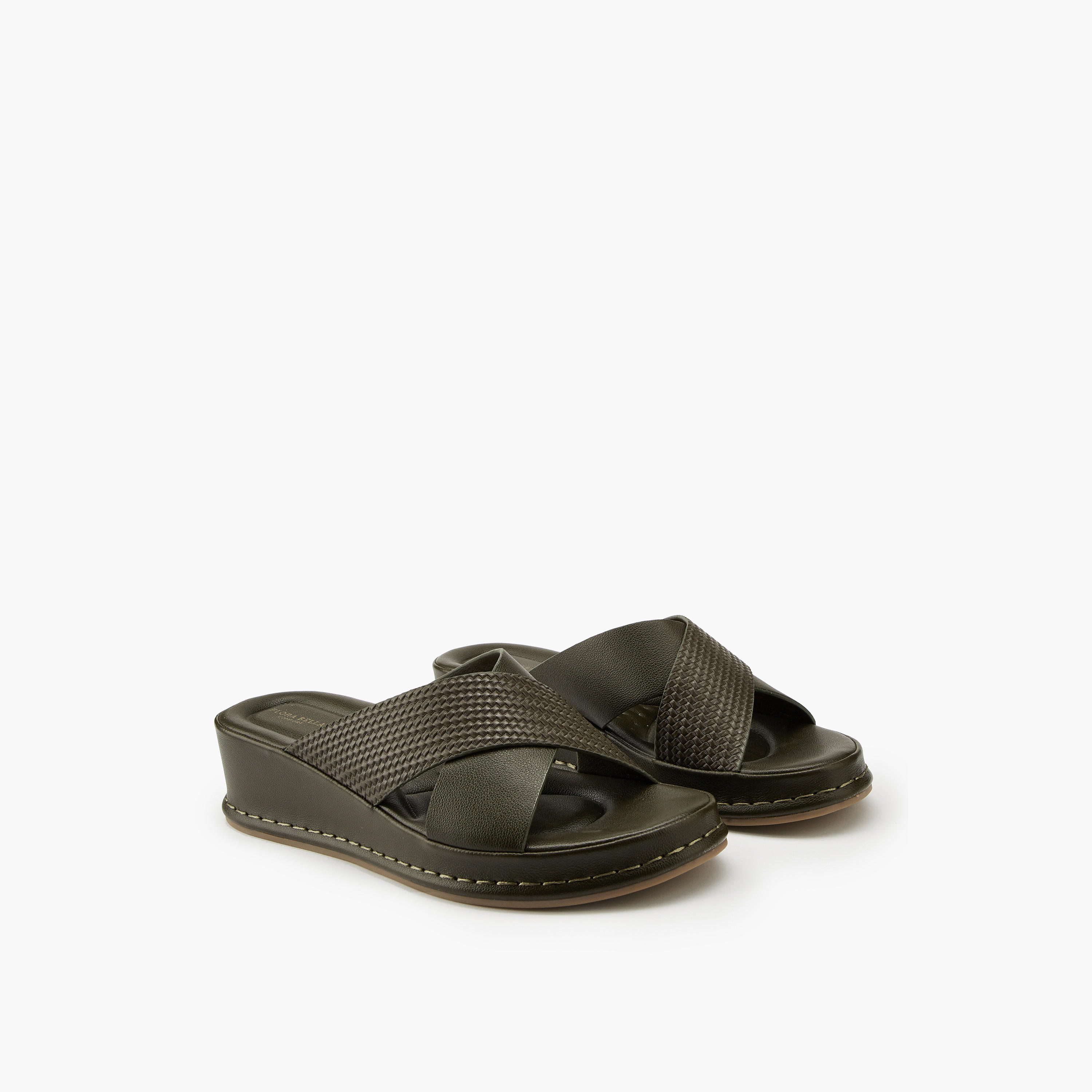 Flora Bella Textured Criss-Cross Slip-On Sandals-women-shoes-sandals-heeled-image-1