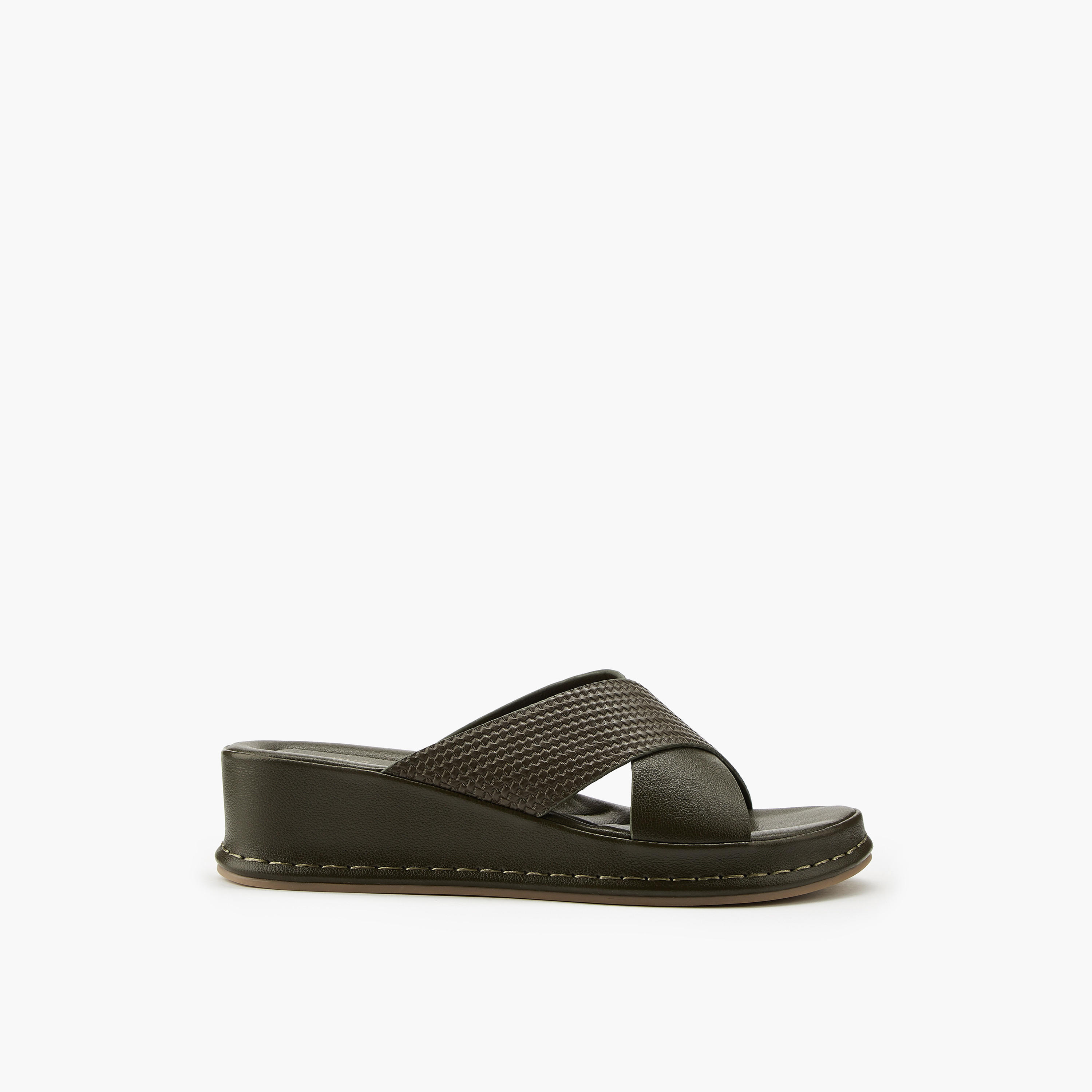 Flora Bella Textured Criss-Cross Slip-On Sandals-women-shoes-sandals-heeled-image-2