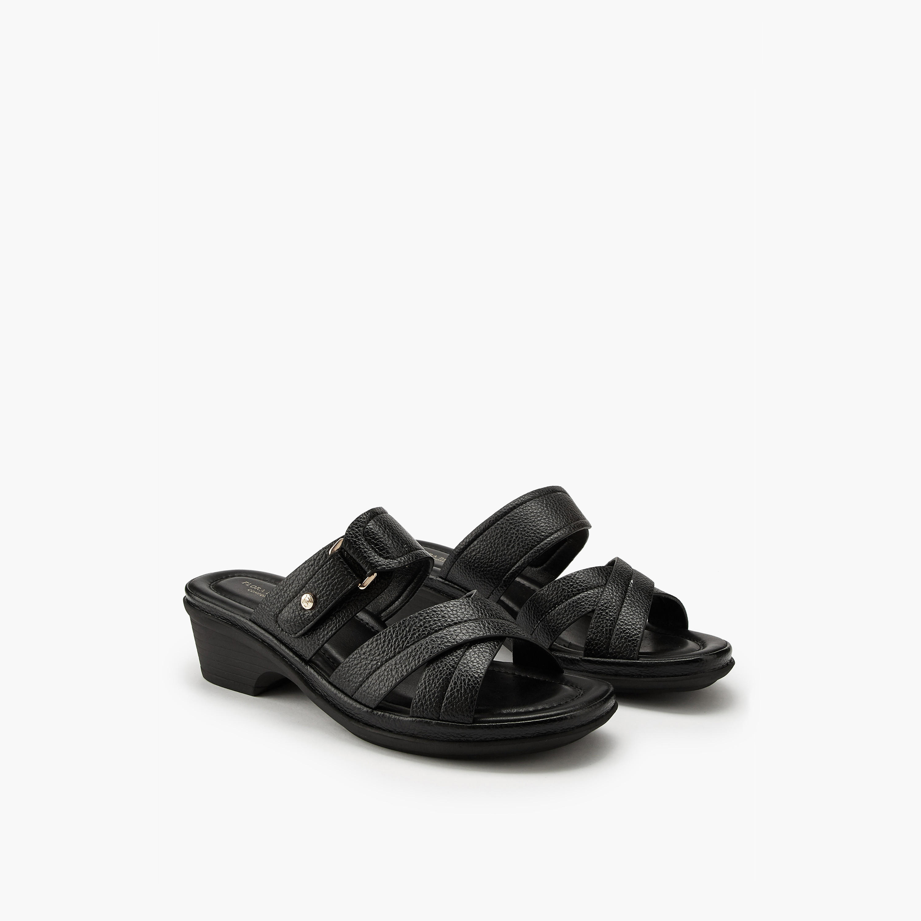 Flora Bella Criss-Cross Textured Slip-On Sandals-women-shoes-sandals-heeled-image-1