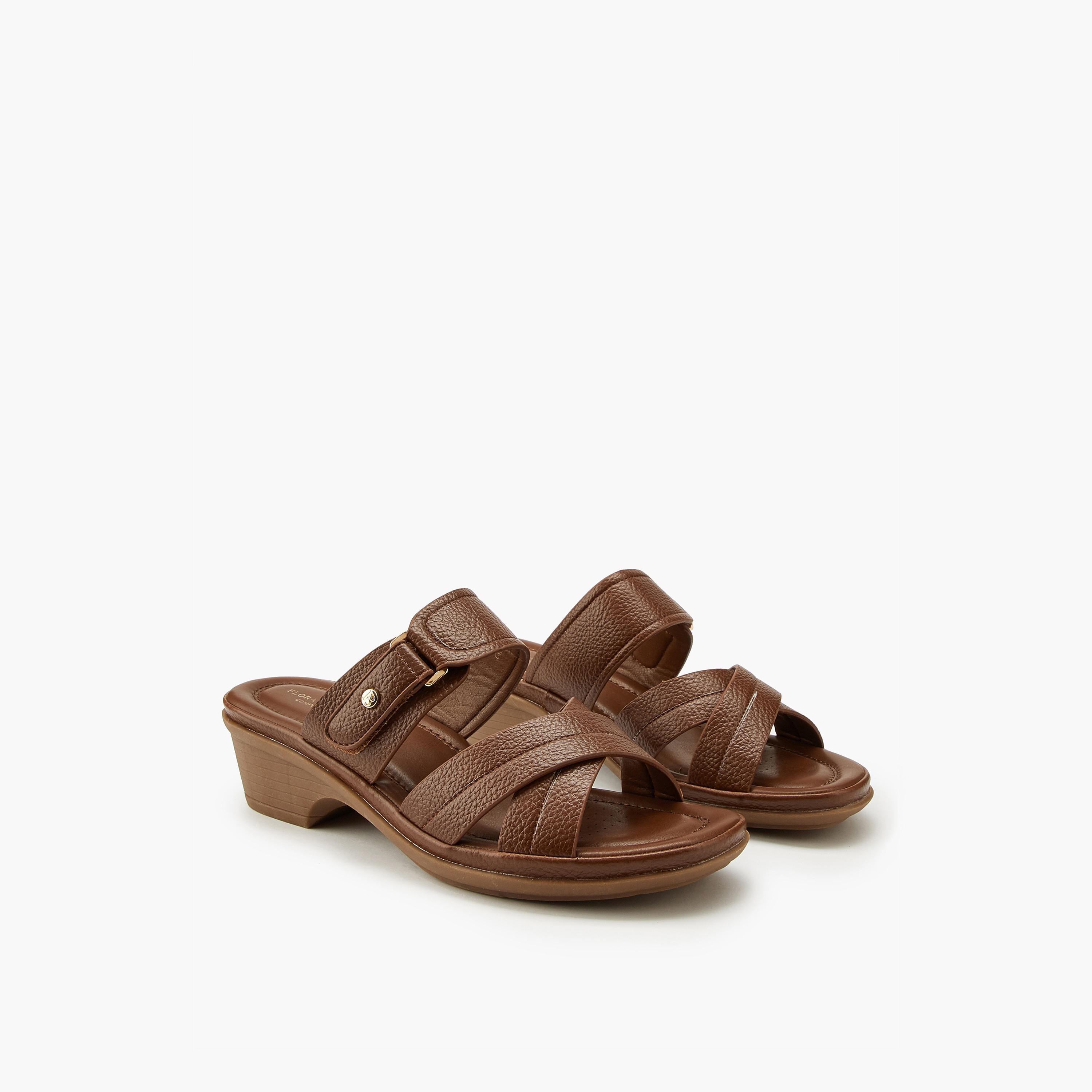 Flora Bella Criss-Cross Textured Slip-On Sandals-women-shoes-sandals-heeled-image-1