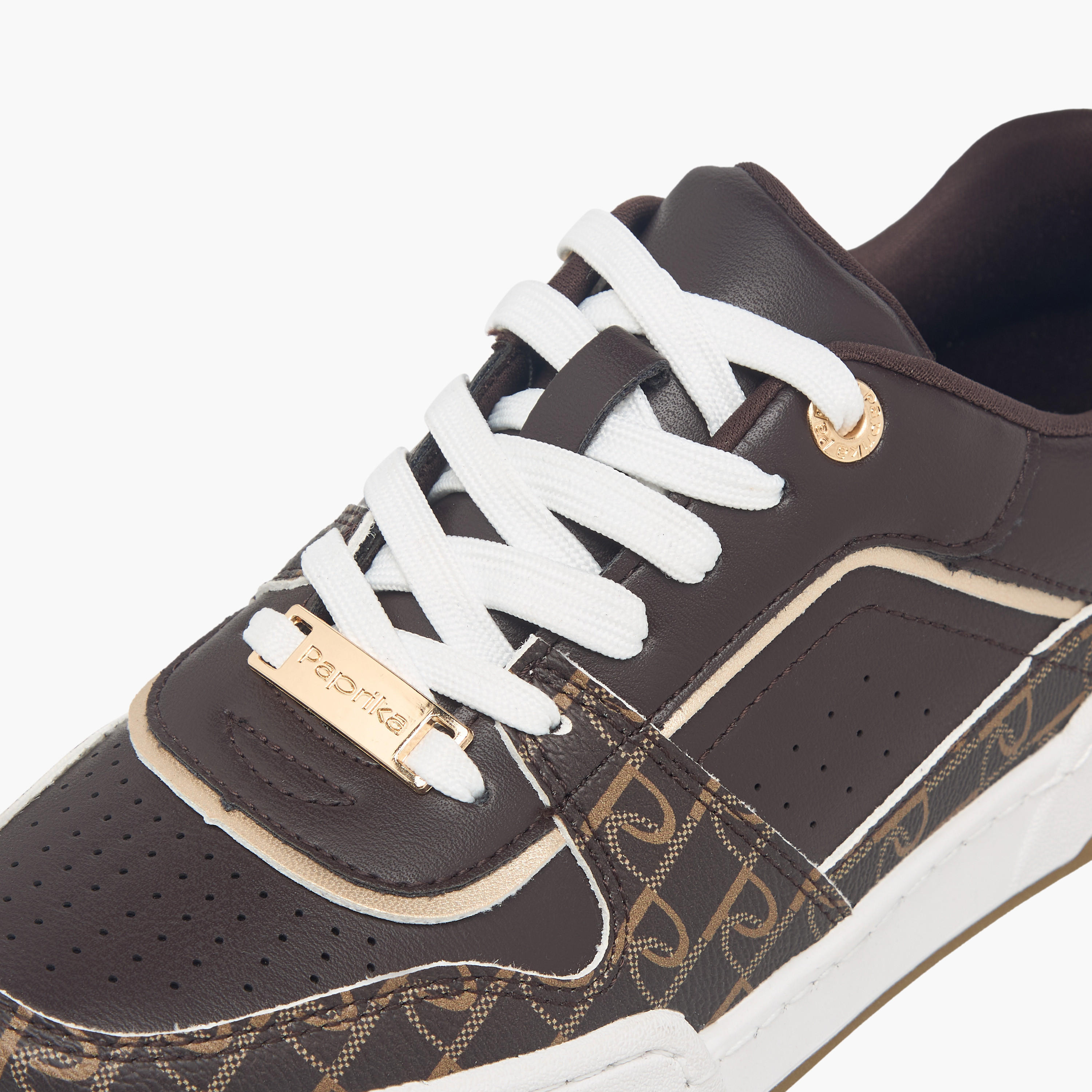 Paprika Monogram Print Lace-Up Sneakers with Pull Tabs-women-shoes-sneakers-image-4