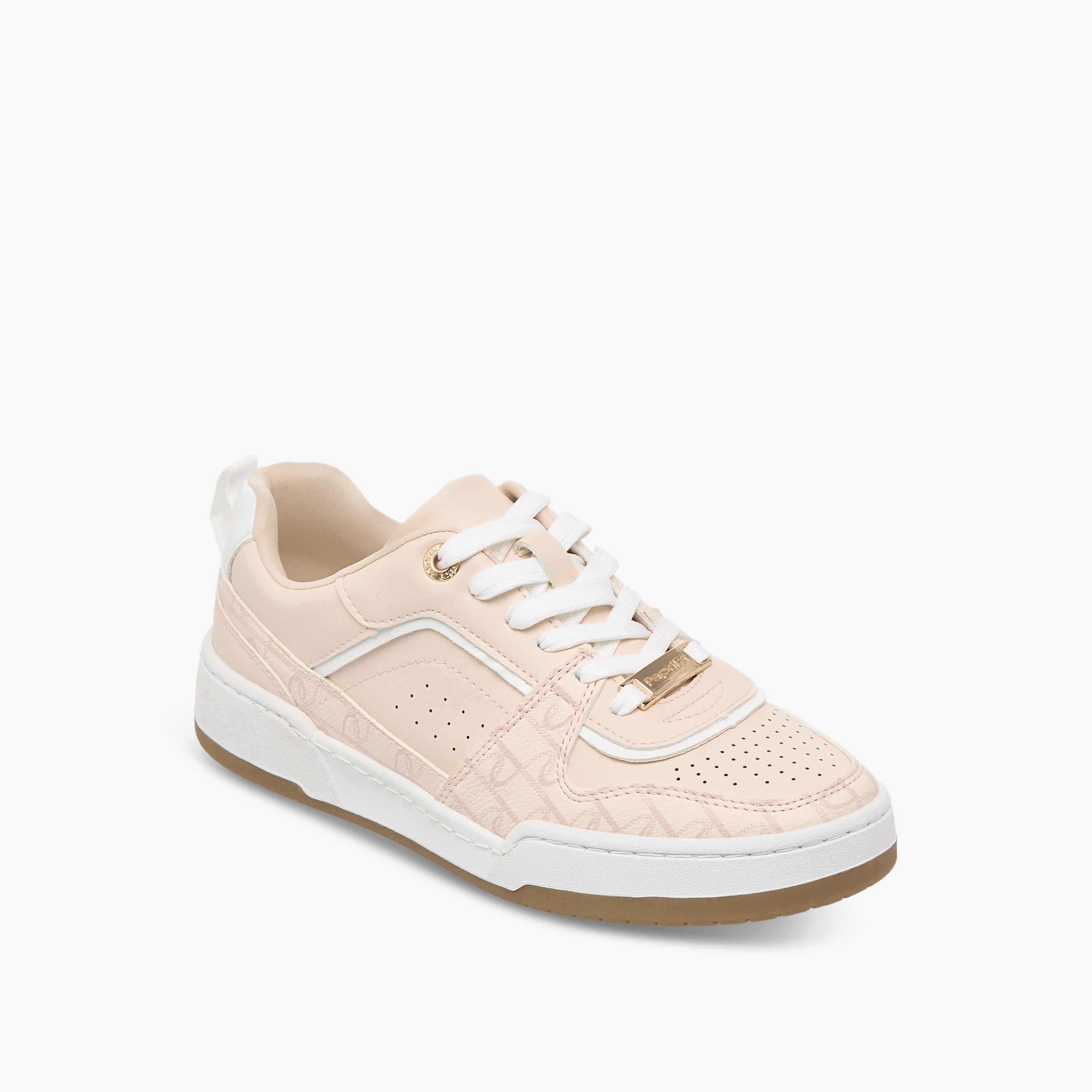 Paprika Monogram Print Lace-Up Sneakers with Pull Tabs-women-shoes-sneakers-image-2