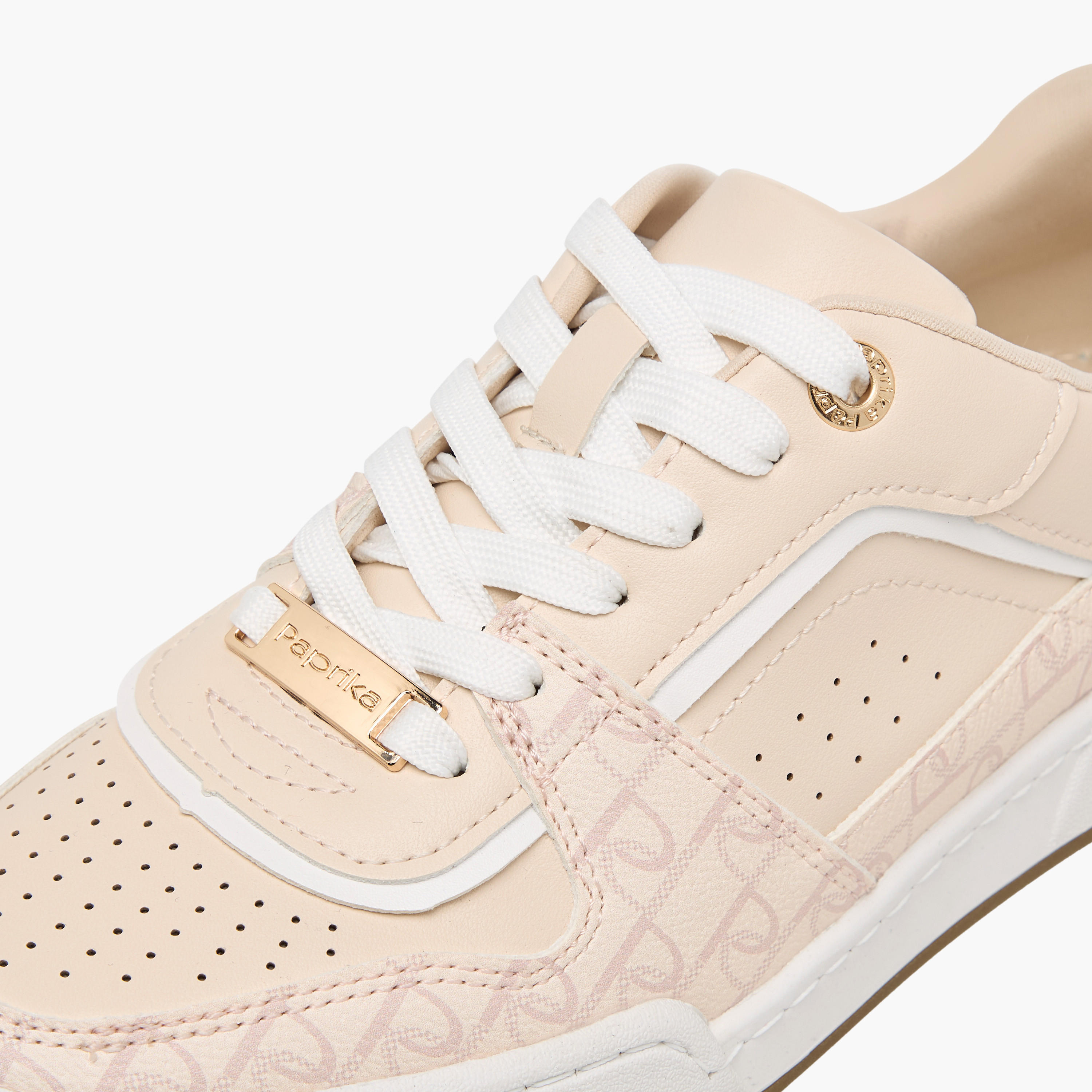 Paprika Monogram Print Lace-Up Sneakers with Pull Tabs-women-shoes-sneakers-image-4