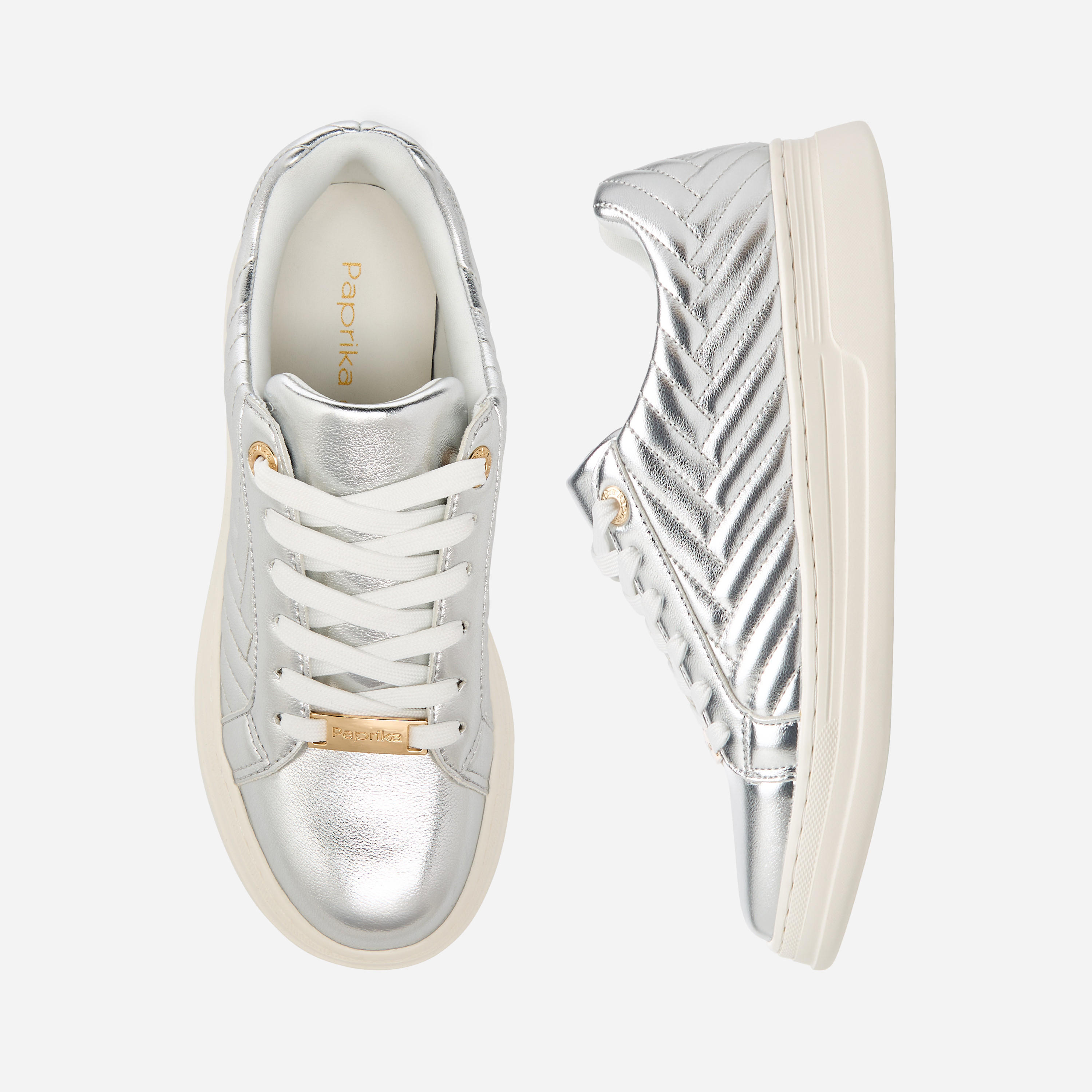 Paprika Quilted Metallic Sneakers with Lace-Up Closure-women-shoes-sneakers-image-1