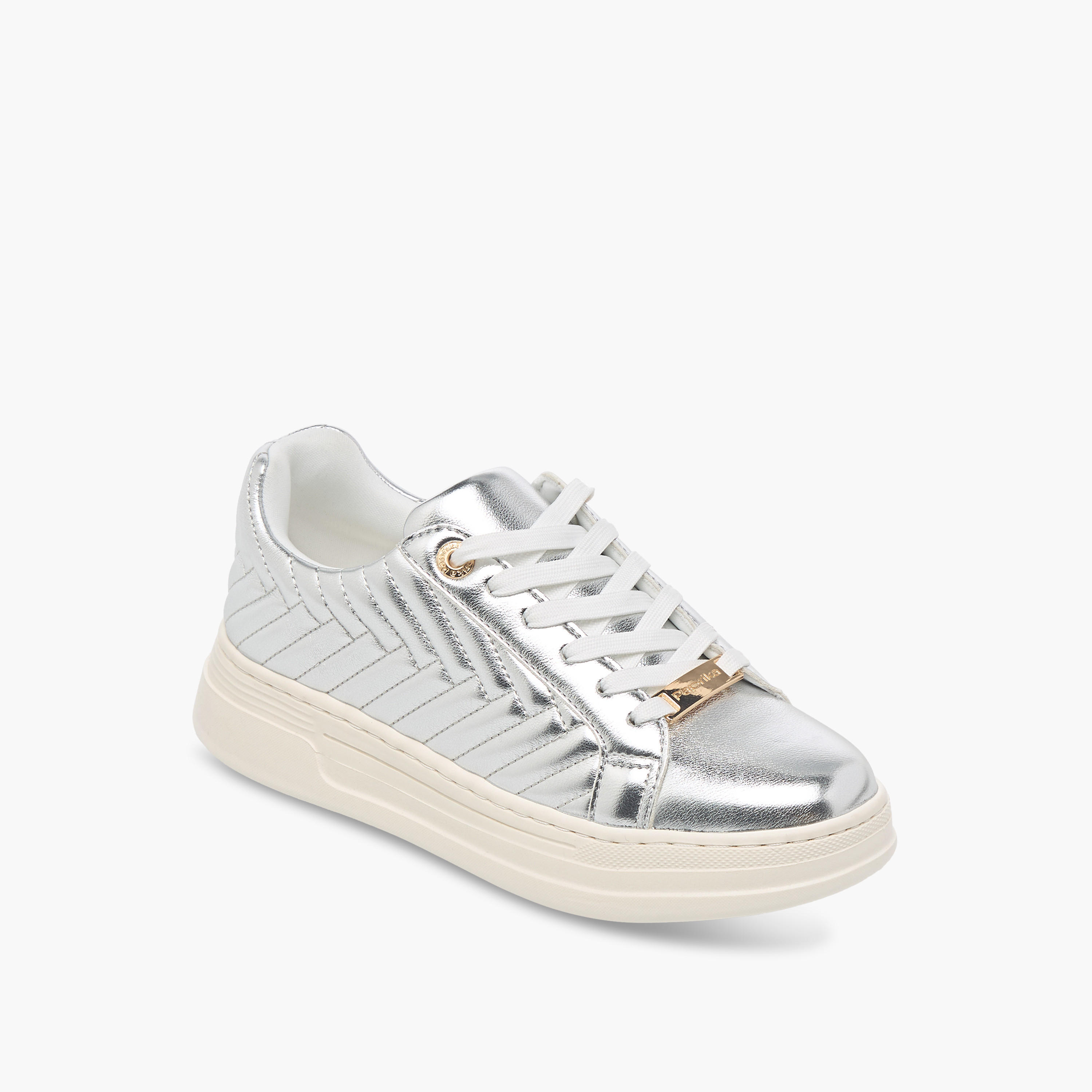 Paprika Quilted Metallic Sneakers with Lace-Up Closure-women-shoes-sneakers-image-2