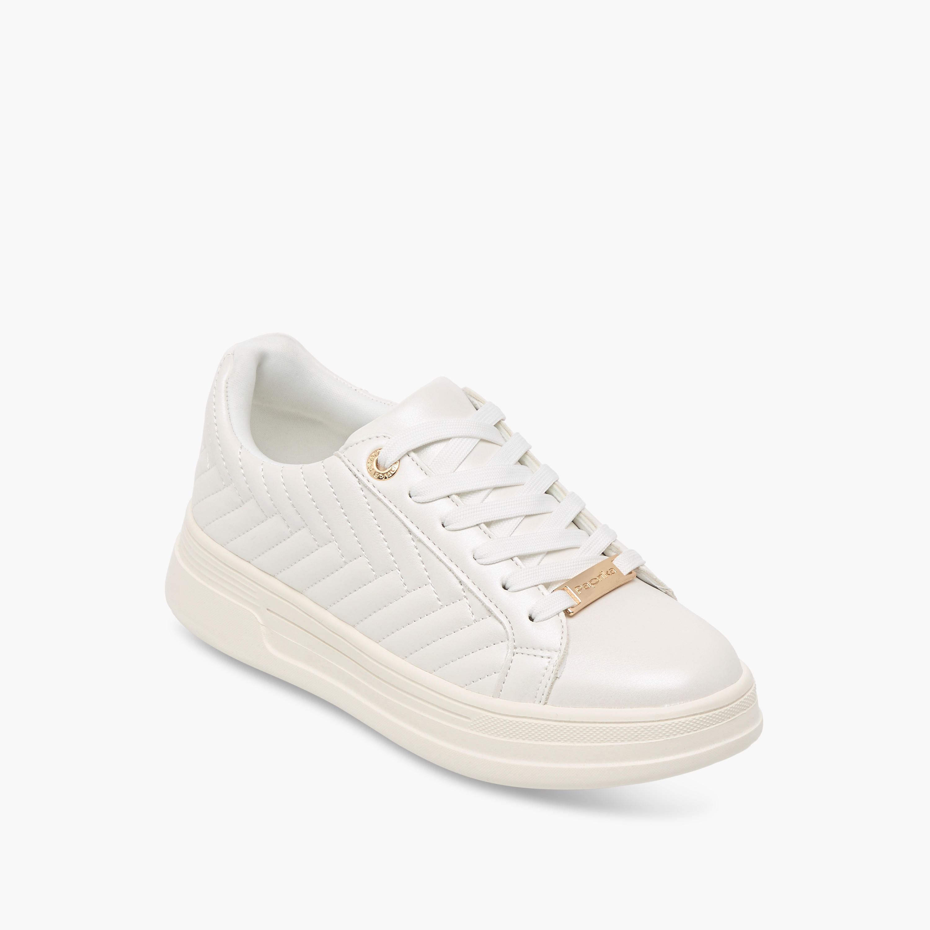 Paprika Quilted Sneakers with Lace-Up Closure-women-shoes-sneakers-image-2