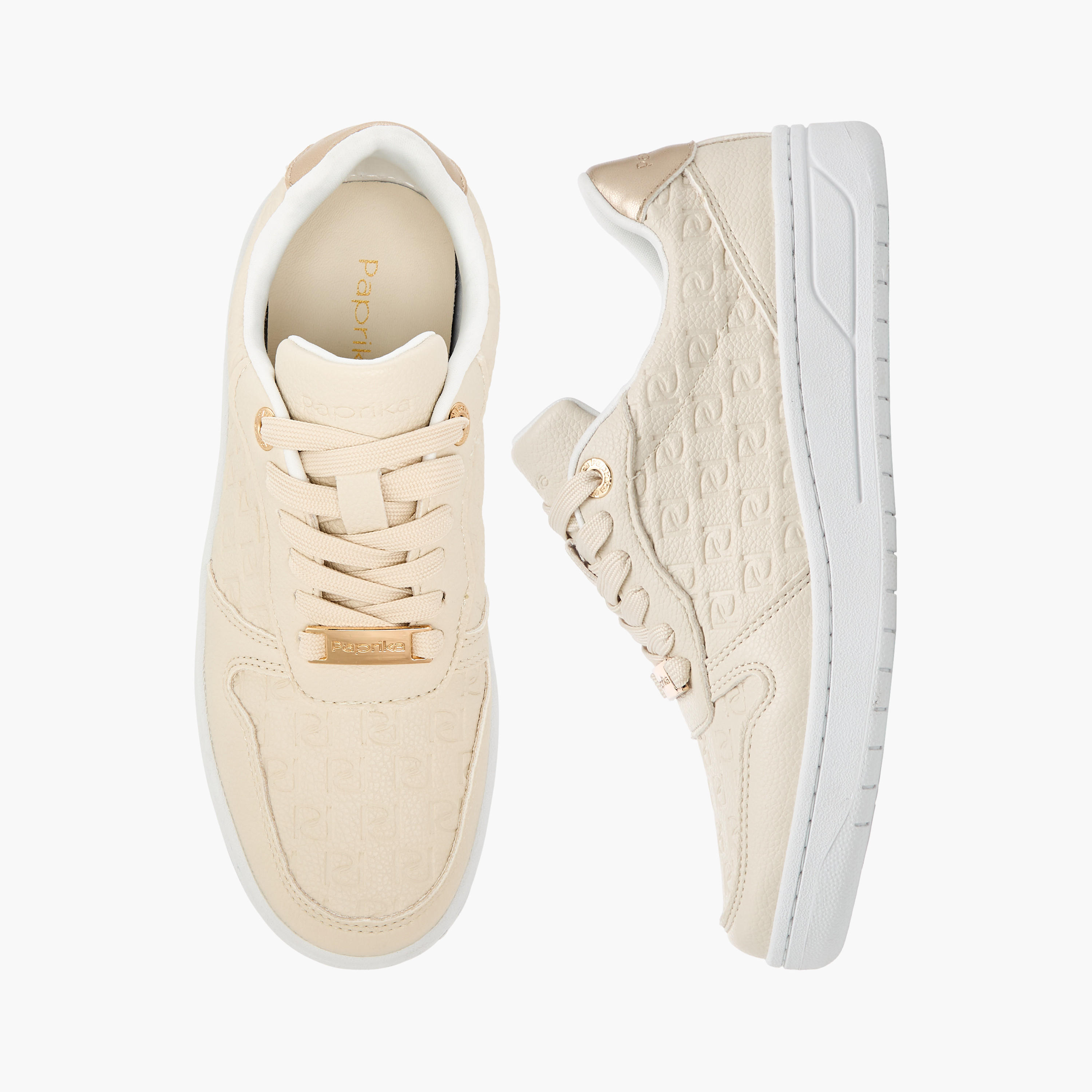 Paprika Monogram Embossed Sneakers with Lace-Up Closure-women-shoes-sneakers-image-1