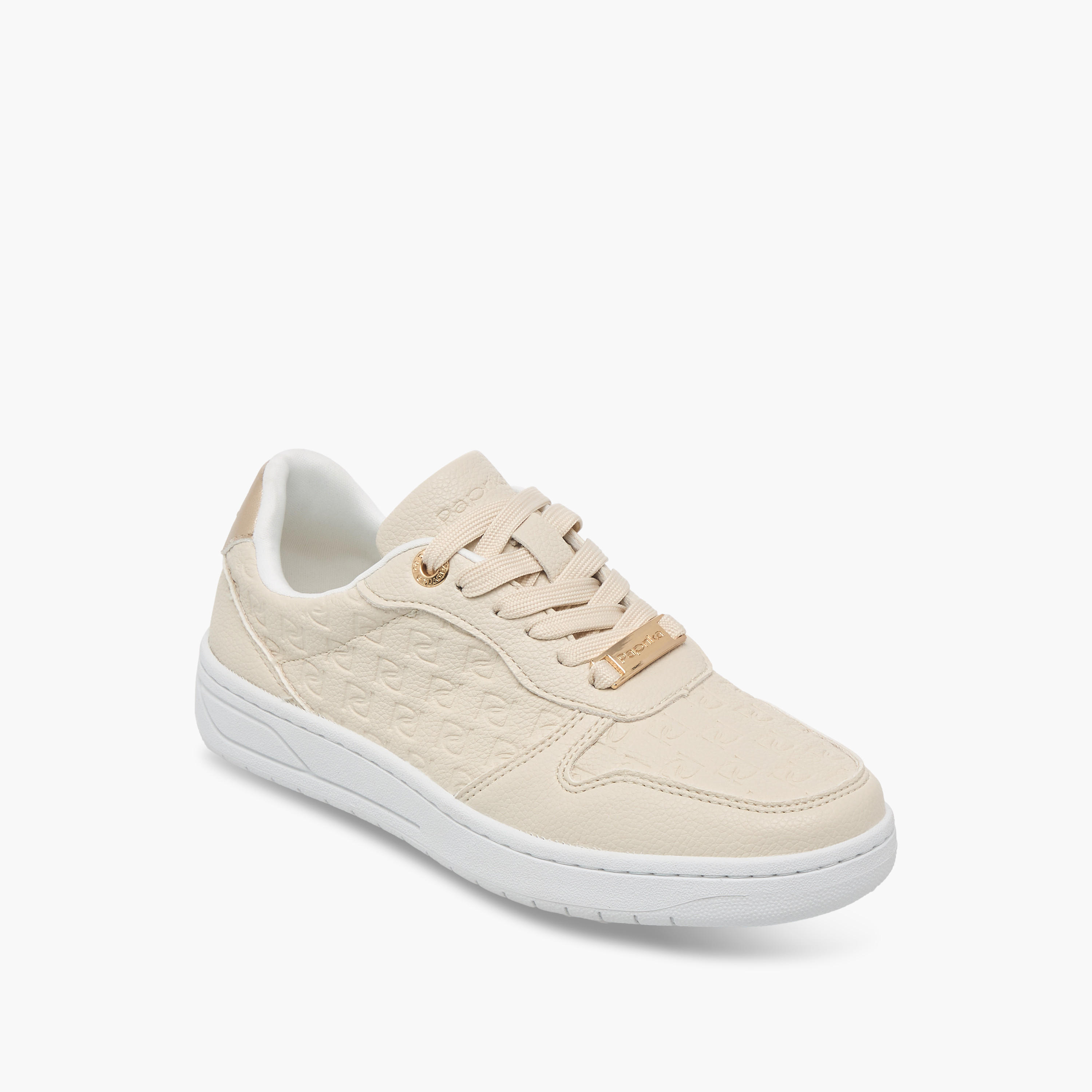 Paprika Monogram Embossed Sneakers with Lace-Up Closure-women-shoes-sneakers-image-2