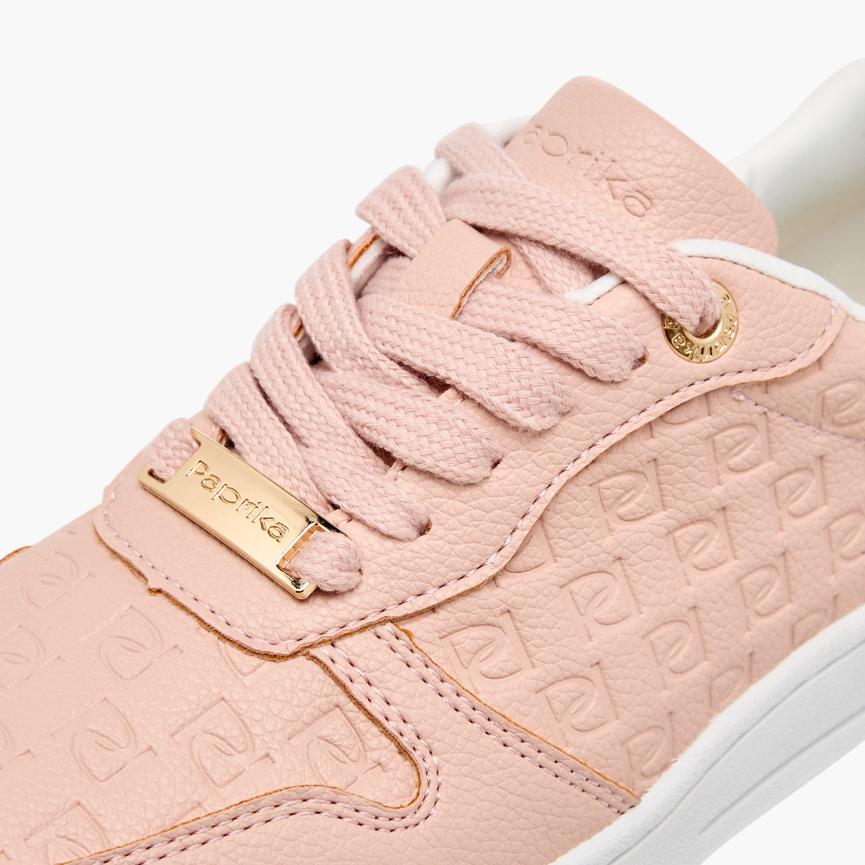 Paprika Monogram Embossed Sneakers with Lace-Up Closure-women-shoes-sneakers-image-4