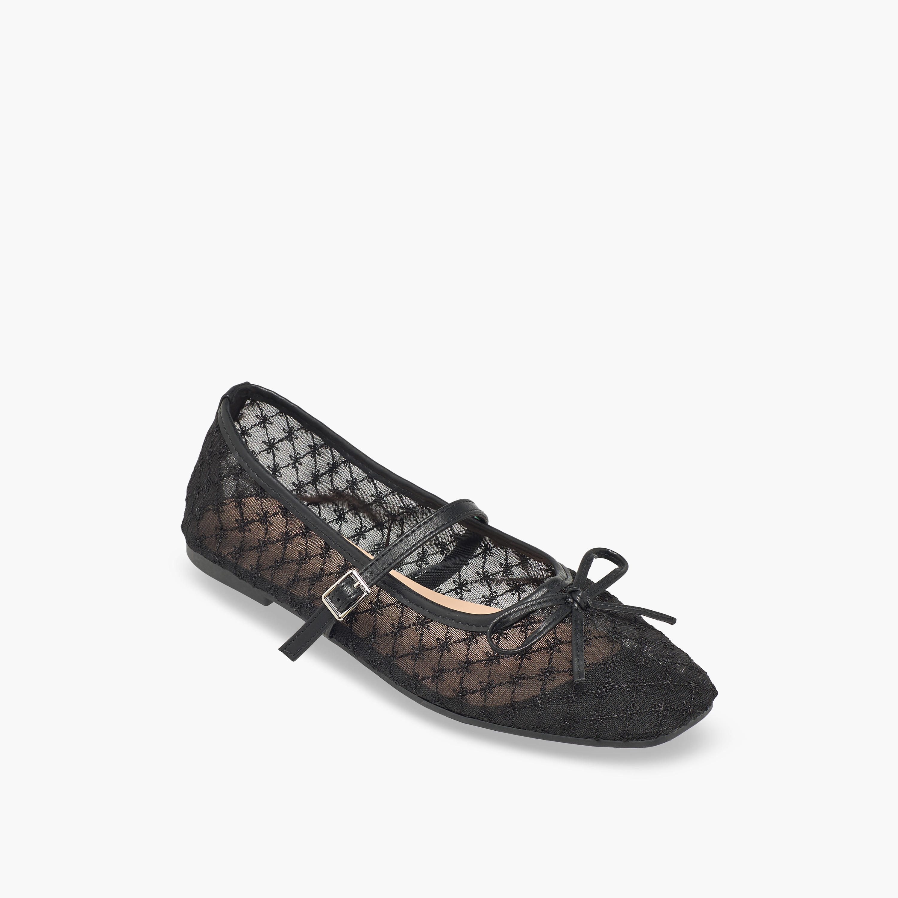حذاء ماري جين شبكي بتفاصيل فيونكة للنساء من سيليست-women-shoes-ballerinas-image-2