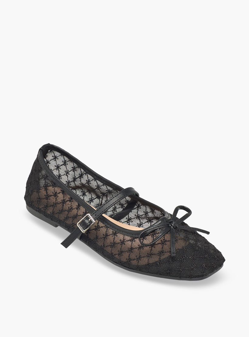 حذاء ماري جين شبكي بتفاصيل فيونكة للنساء من سيليست-women-shoes-ballerinas-image-2