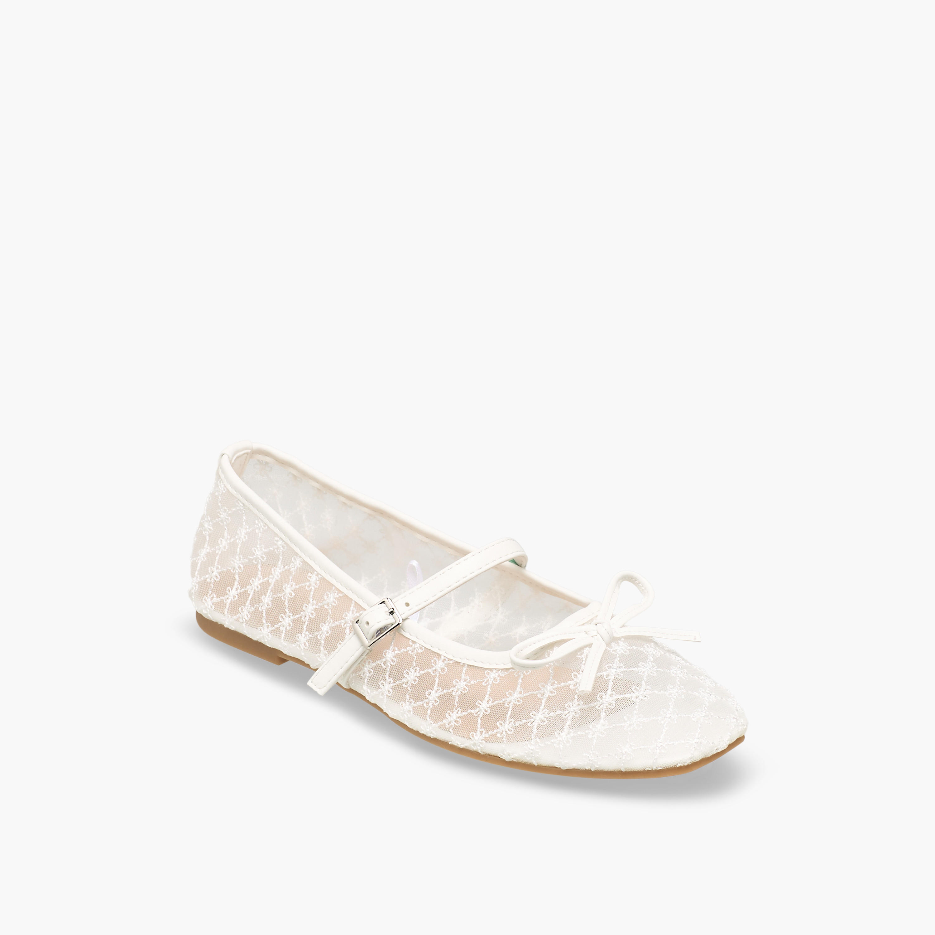 Celeste Women Bow Detail Mesh Mary Jane Shoes-women-shoes-ballerinas-image-2
