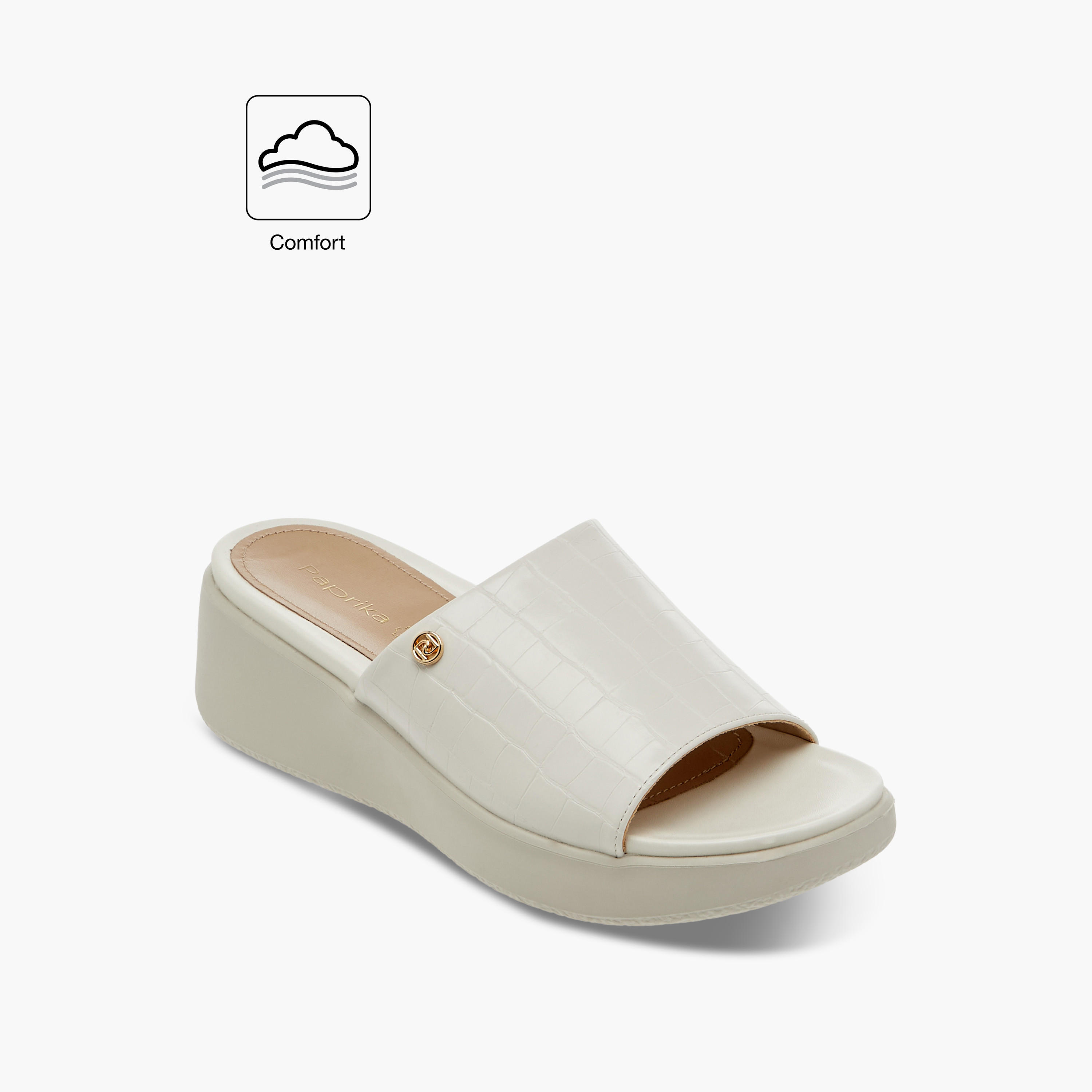 صندل مريح سهل الارتداء بارز الملمس بكعب ويدج من بابريكا-women-shoes-sandals-heeled-image-2