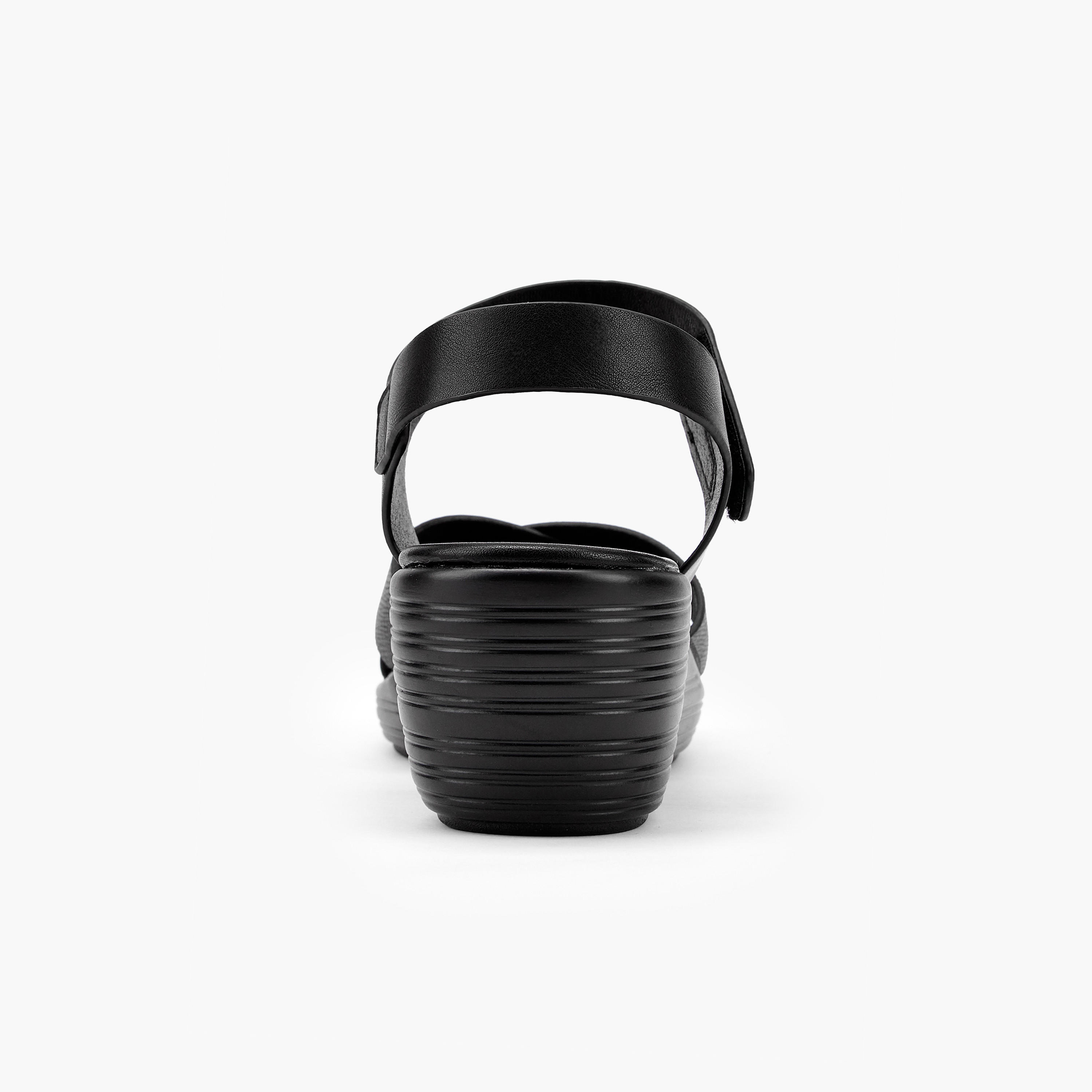 Flora Bella Cross Strap Solid Sandals with Hook and Loop Closure-women-shoes-sandals-heeled-image-5
