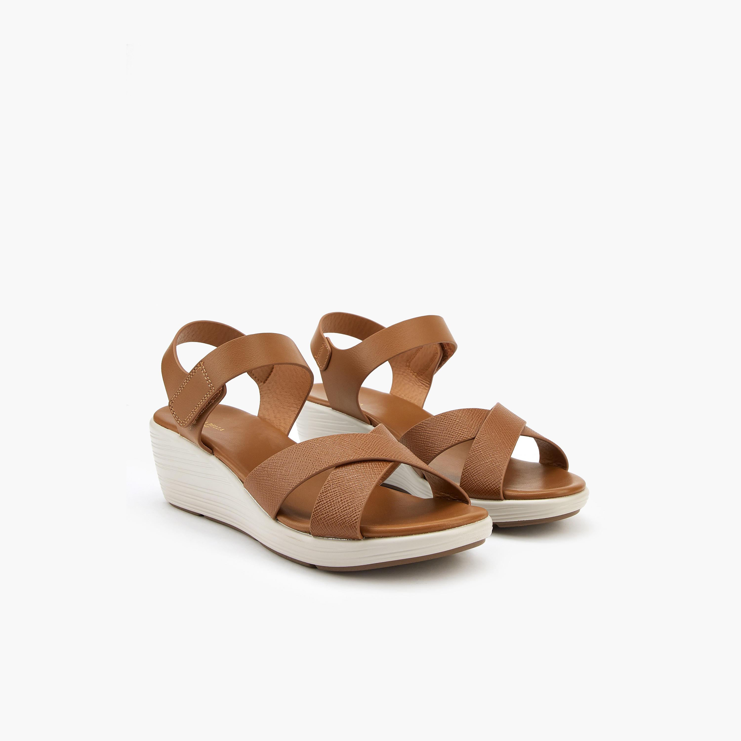 Flora Bella Cross Strap Solid Sandals with Hook and Loop Closure-women-shoes-sandals-heeled-image-1