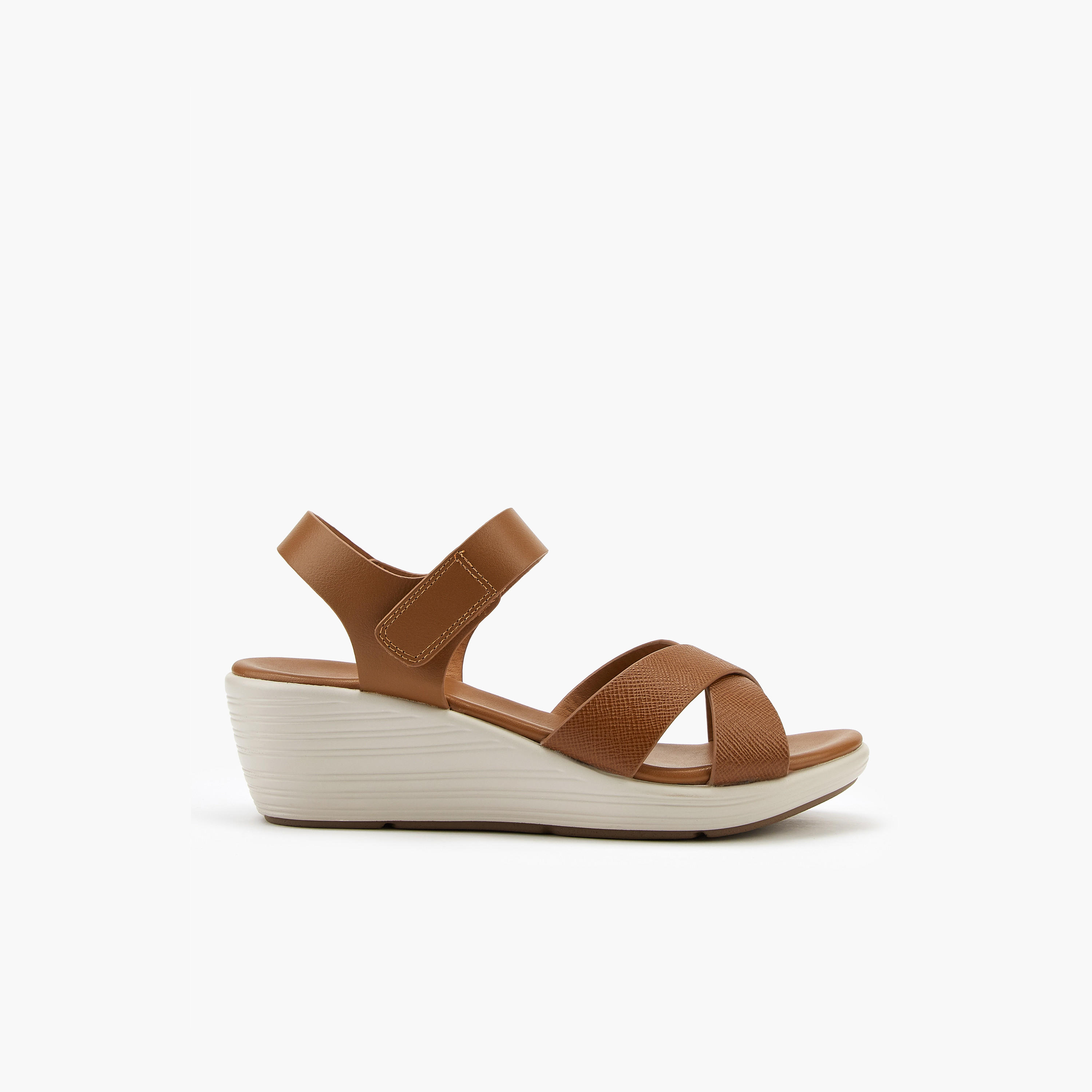 Flora Bella Cross Strap Solid Sandals with Hook and Loop Closure-women-shoes-sandals-heeled-image-3