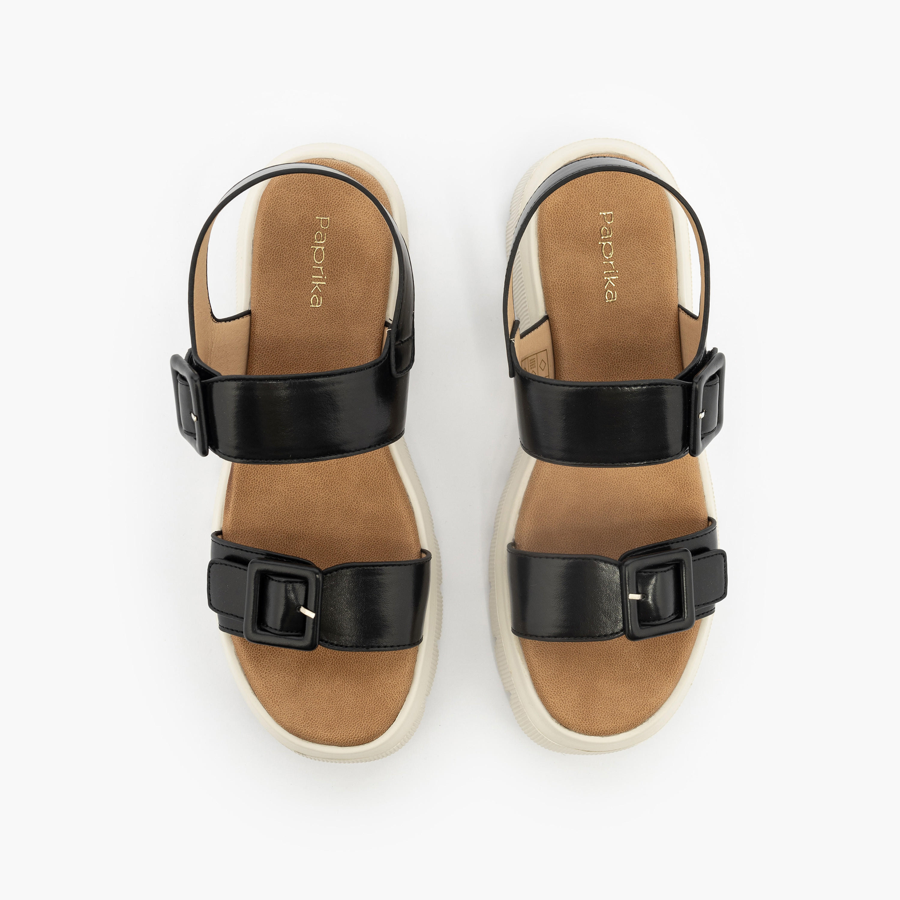 Paprika Buckle Accent Sandals with Platform Heels-women-shoes-sandals-heeled-image-1