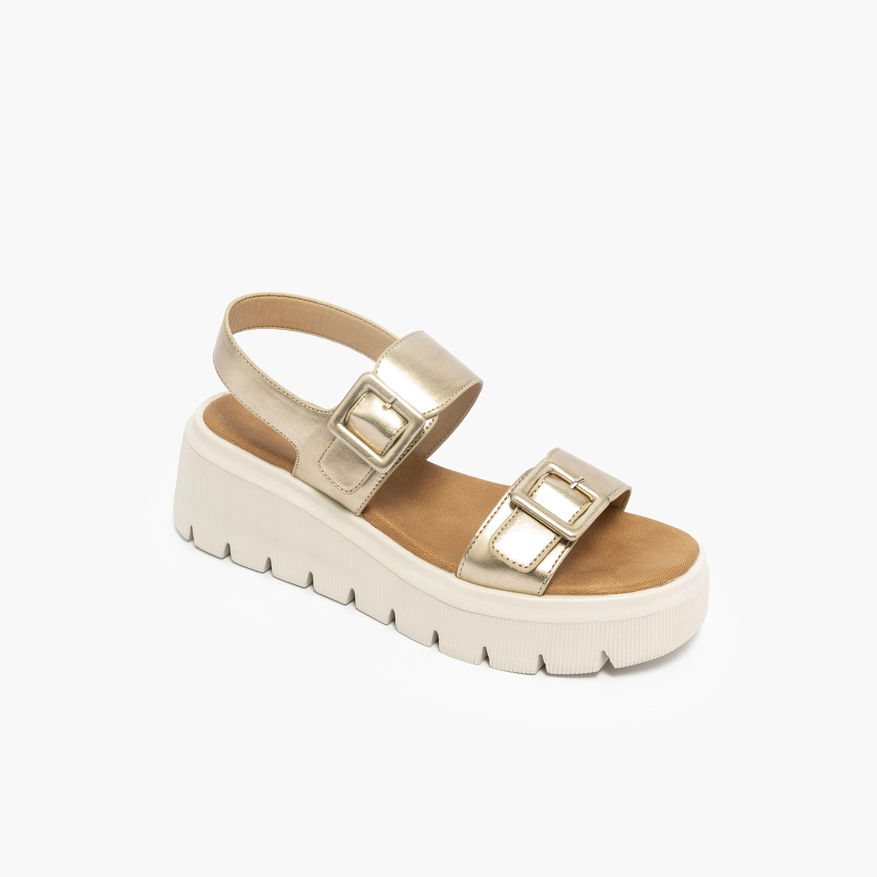 Paprika Buckle Accent Sandals with Platform Heels-women-shoes-sandals-heeled-image-2