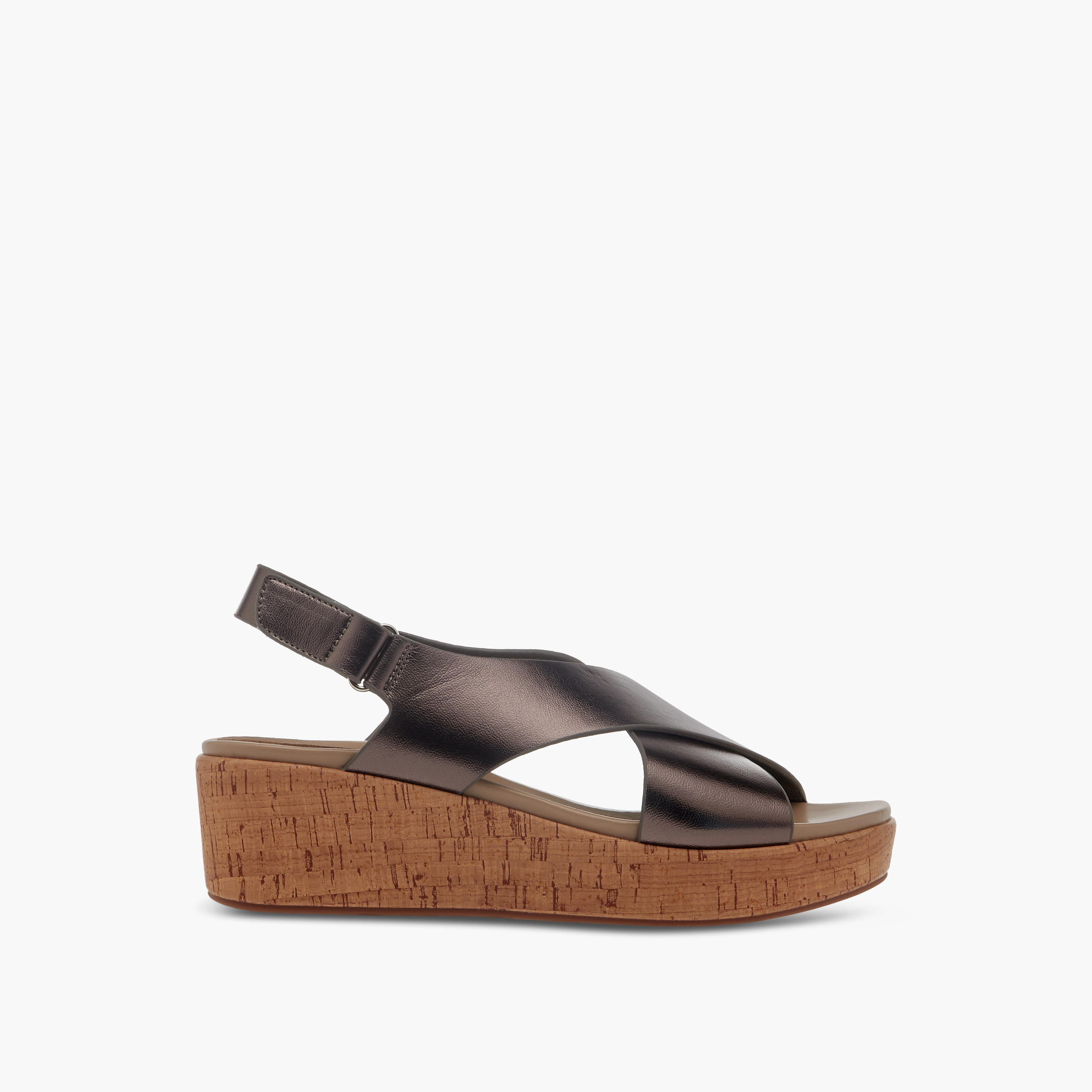 Paprika Foil Textured Cross-Strap Platform Sandals with Hook and Loop Closure-women-shoes-sandals-heeled-image-3