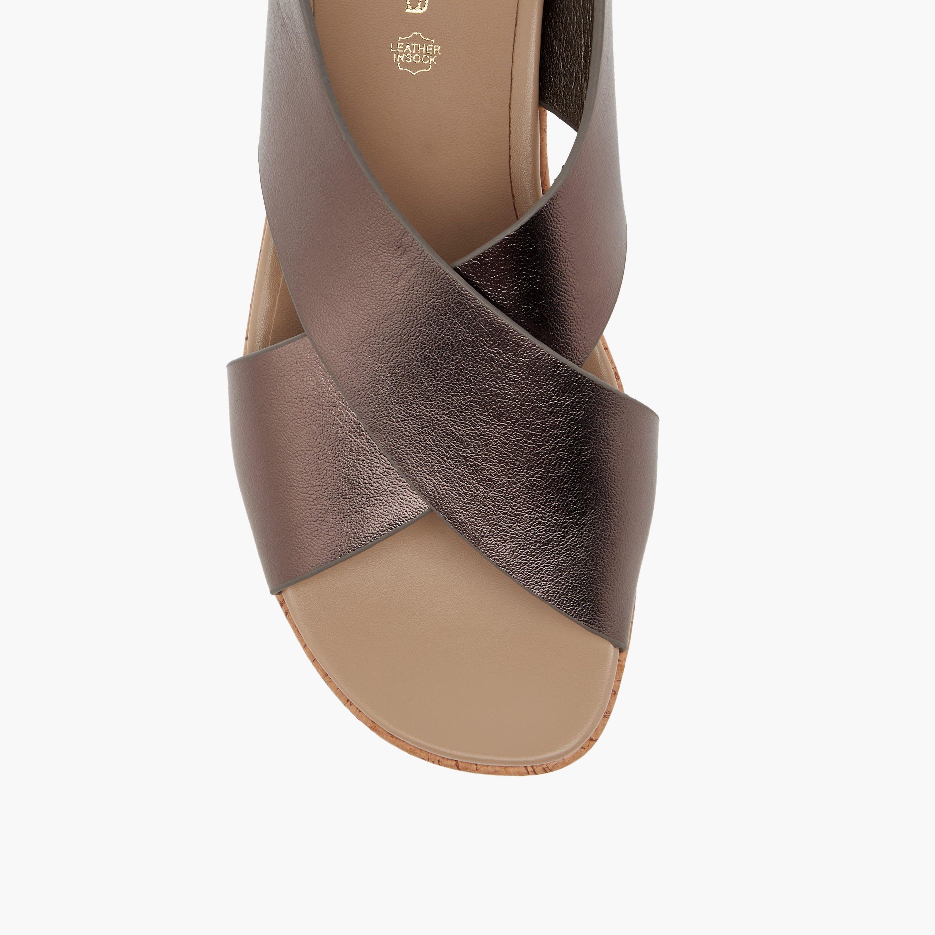 Paprika Foil Textured Cross-Strap Platform Sandals with Hook and Loop Closure-women-shoes-sandals-heeled-image-4