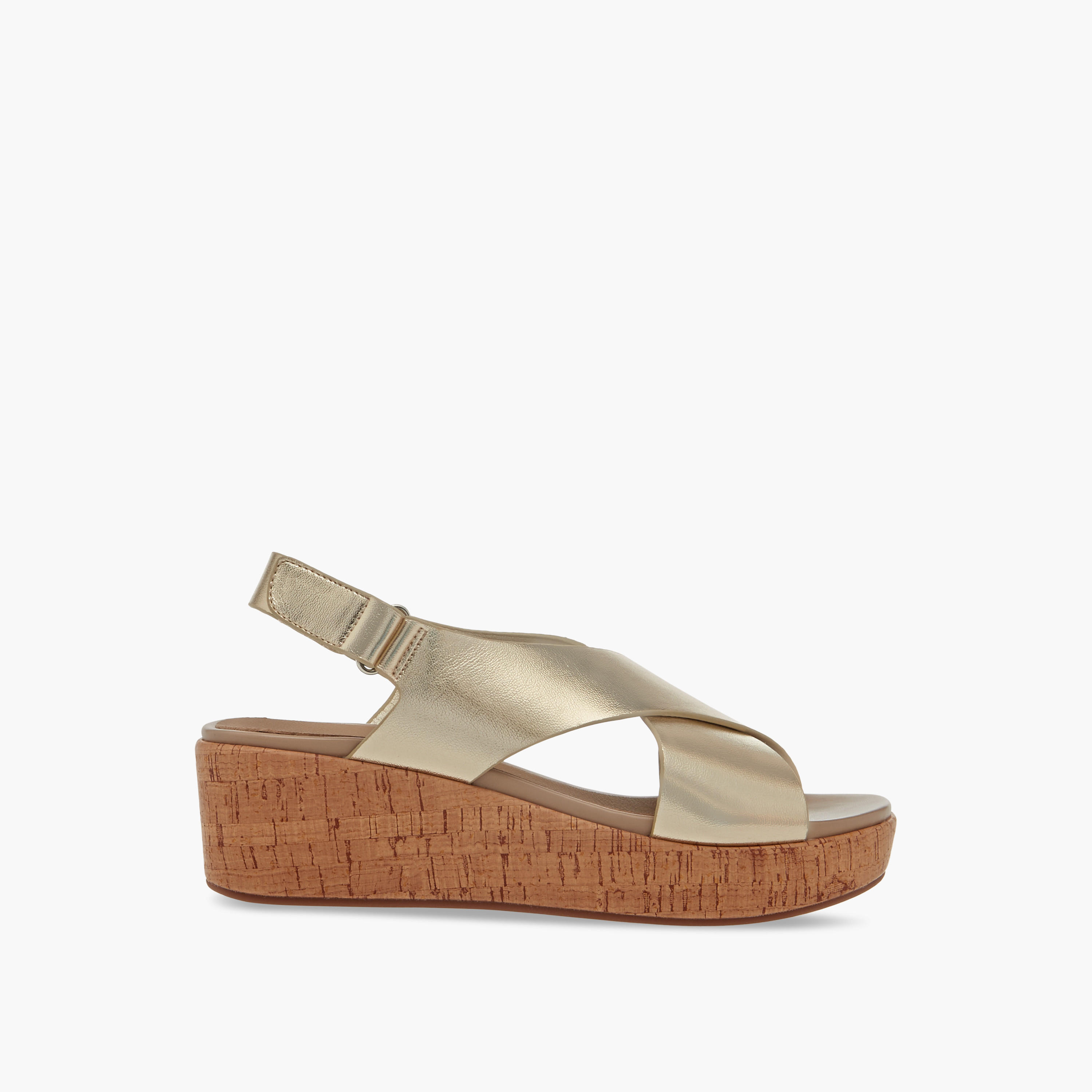 Paprika Foil Textured Cross-Strap Platform Sandals with Hook and Loop Closure-women-shoes-sandals-heeled-image-3
