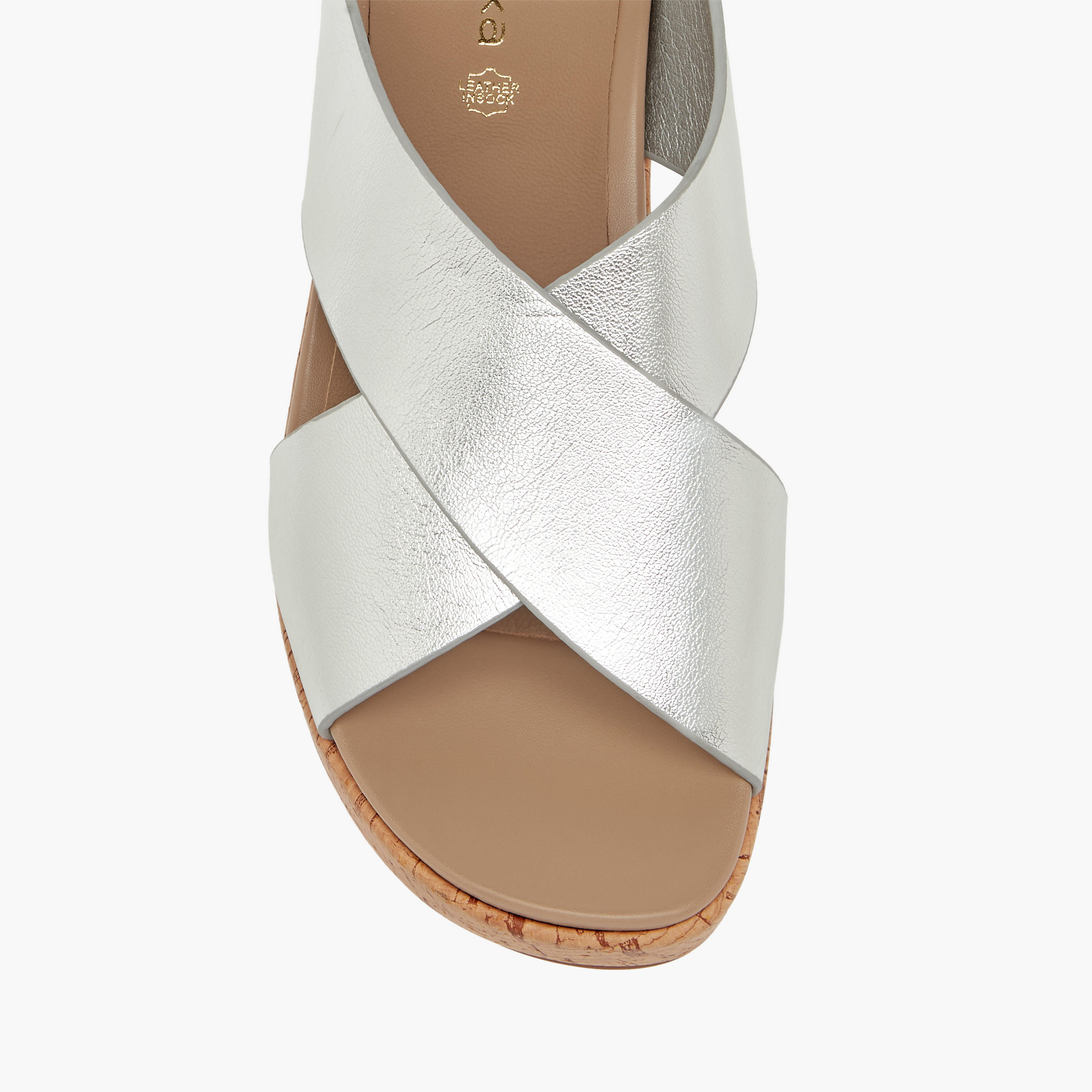 Paprika Foil Textured Cross-Strap Platform Sandals with Hook and Loop Closure-women-shoes-sandals-heeled-image-4