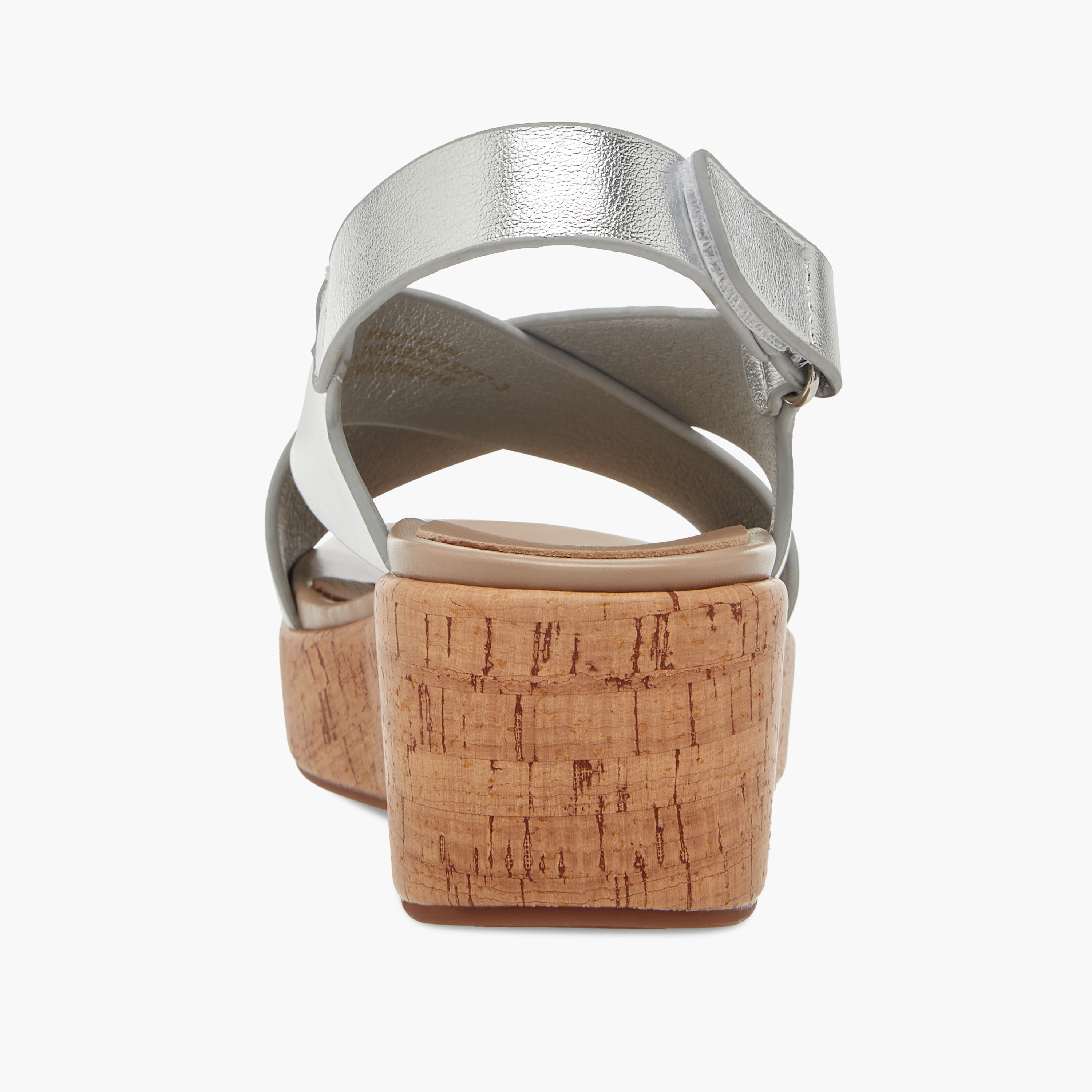 Paprika Foil Textured Cross-Strap Platform Sandals with Hook and Loop Closure-women-shoes-sandals-heeled-image-5