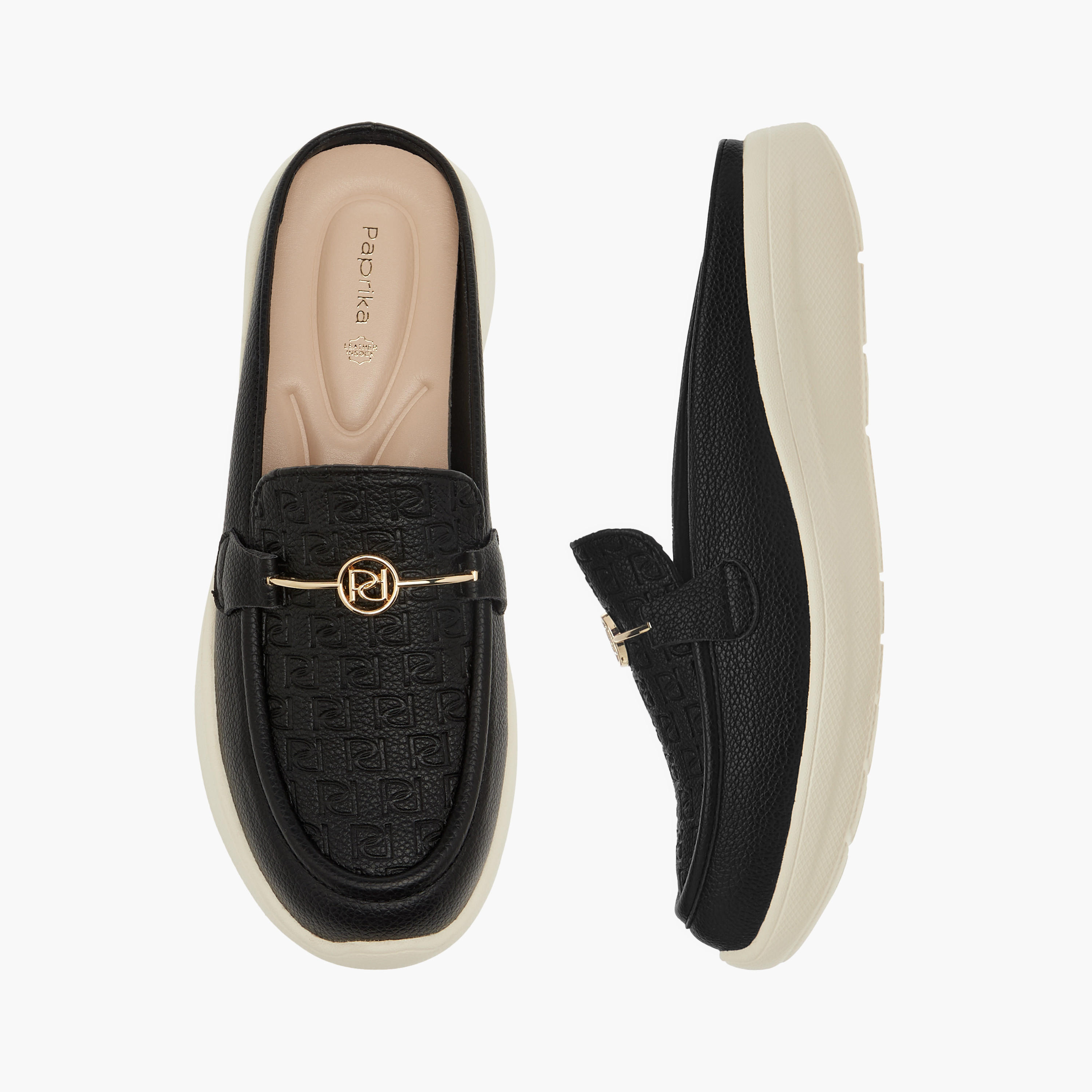 حذاء ميول مريح سهل الارتداء بنقوش مونوجرام من بابريكا-women-shoes-flats-mules-image-5