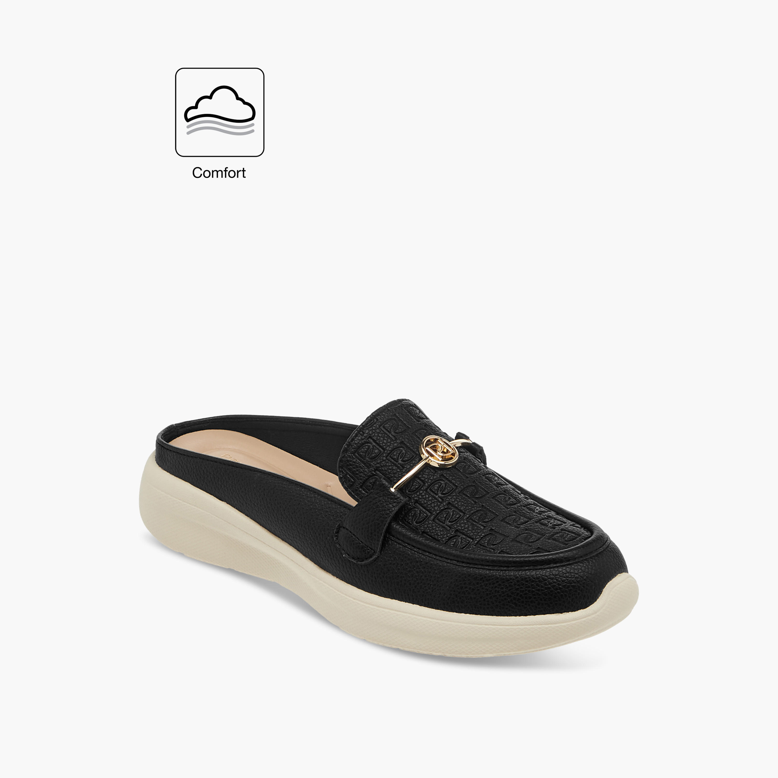 Paprika Monogram Embossed Slip-On Comfort Mules-women-shoes-flats-mules-image-2