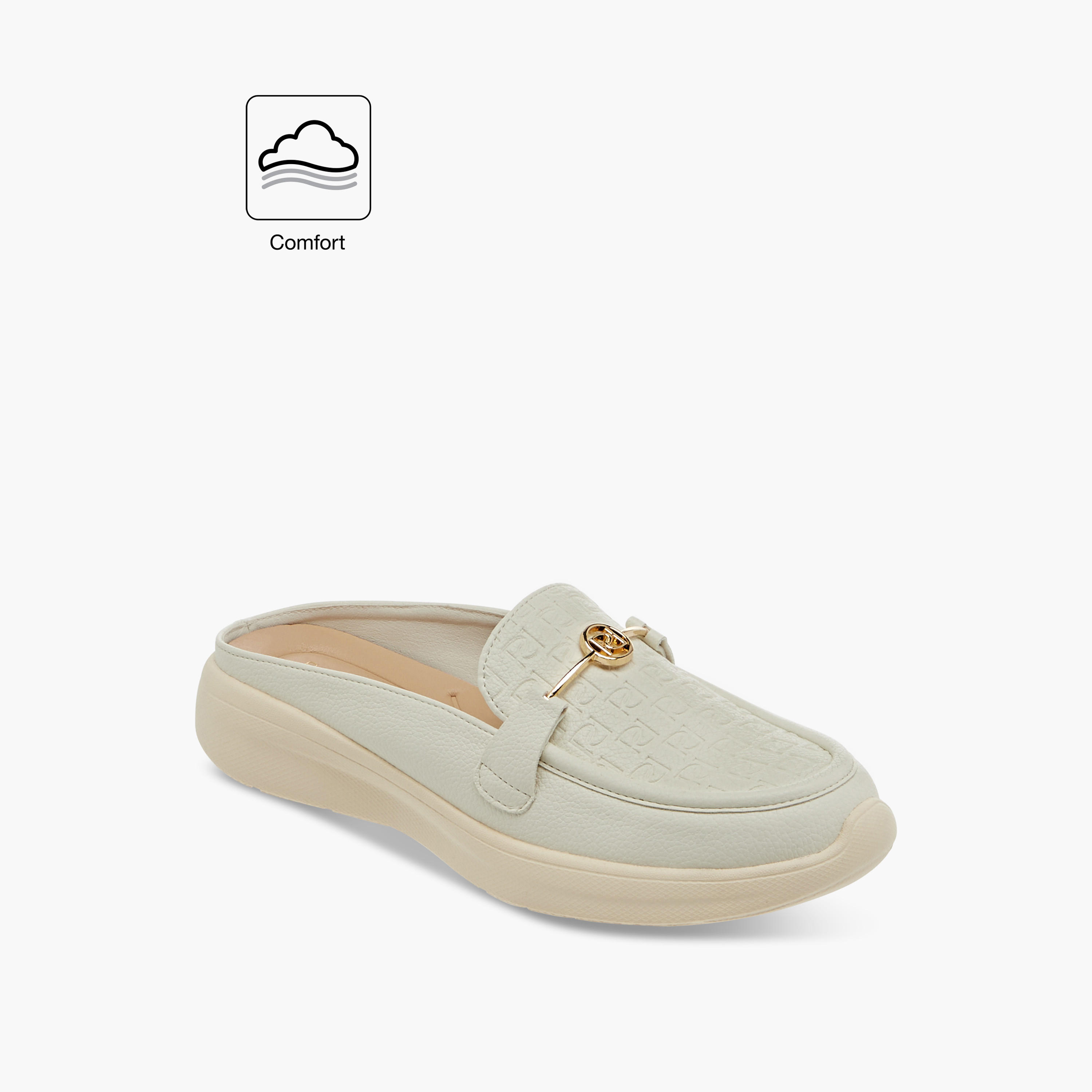Paprika Monogram Embossed Slip-On Comfort Mules-women-shoes-flats-mules-image-2