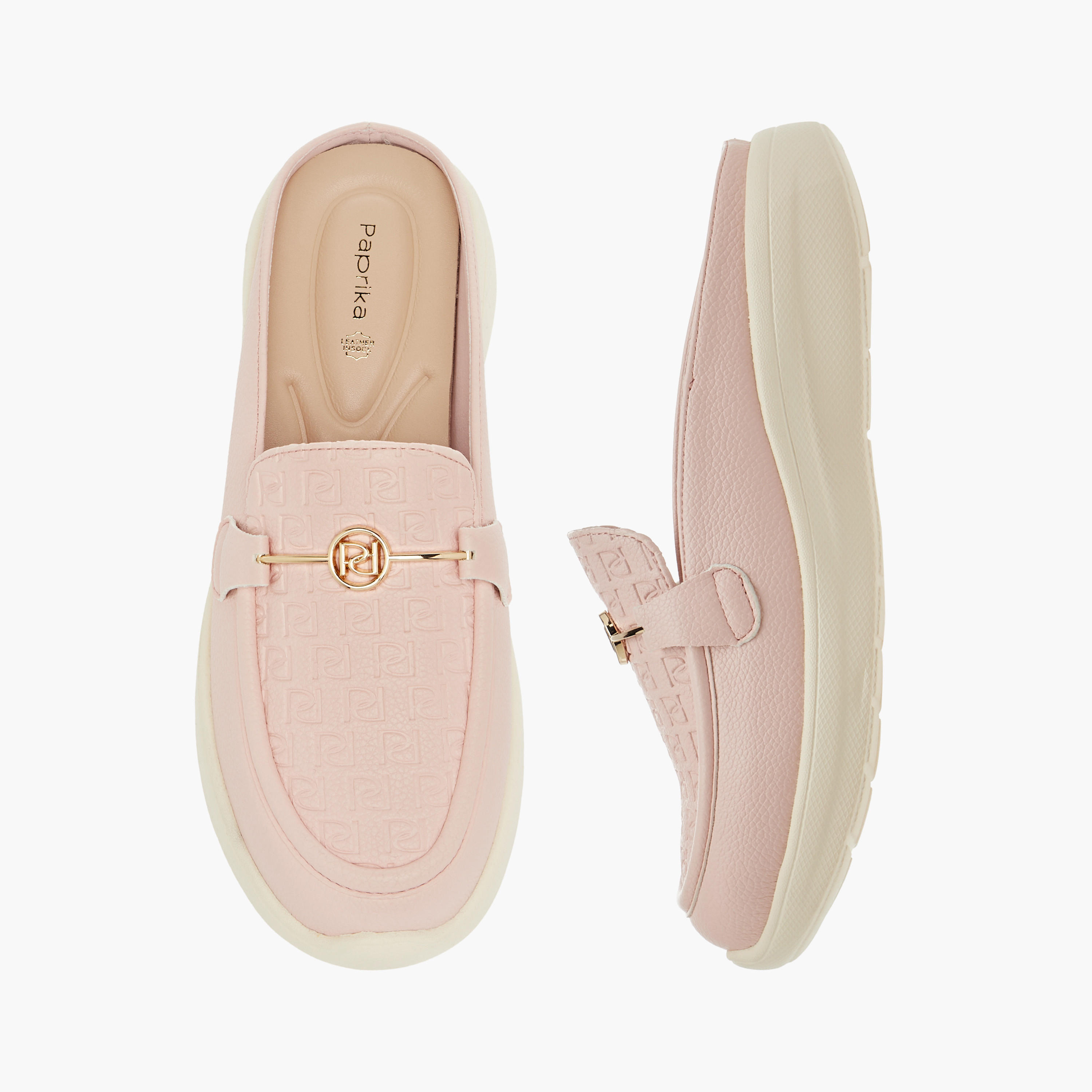 Paprika Monogram Embossed Slip-On Comfort Mules-women-shoes-flats-mules-image-1