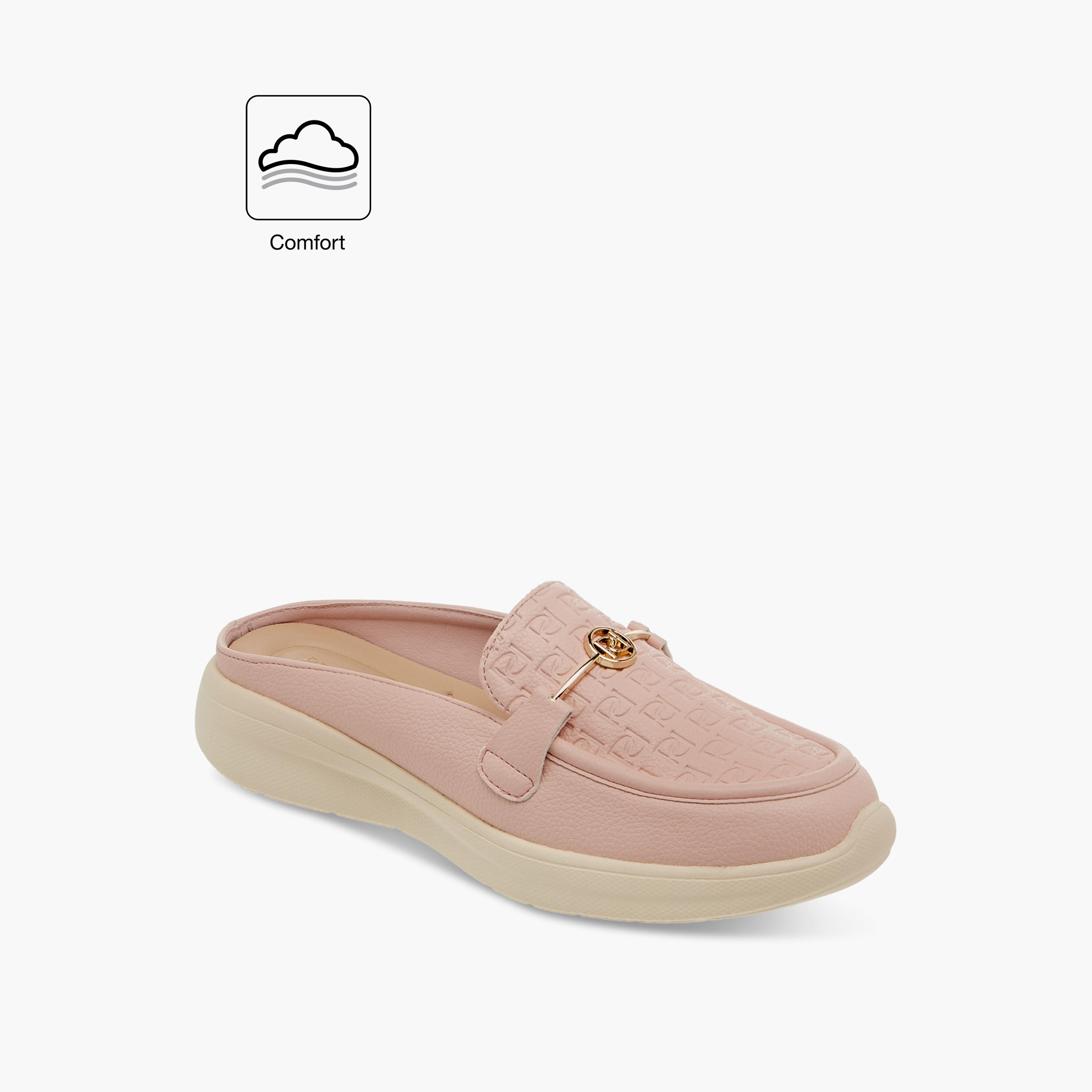 Paprika Monogram Embossed Slip-On Comfort Mules-women-shoes-flats-mules-image-2