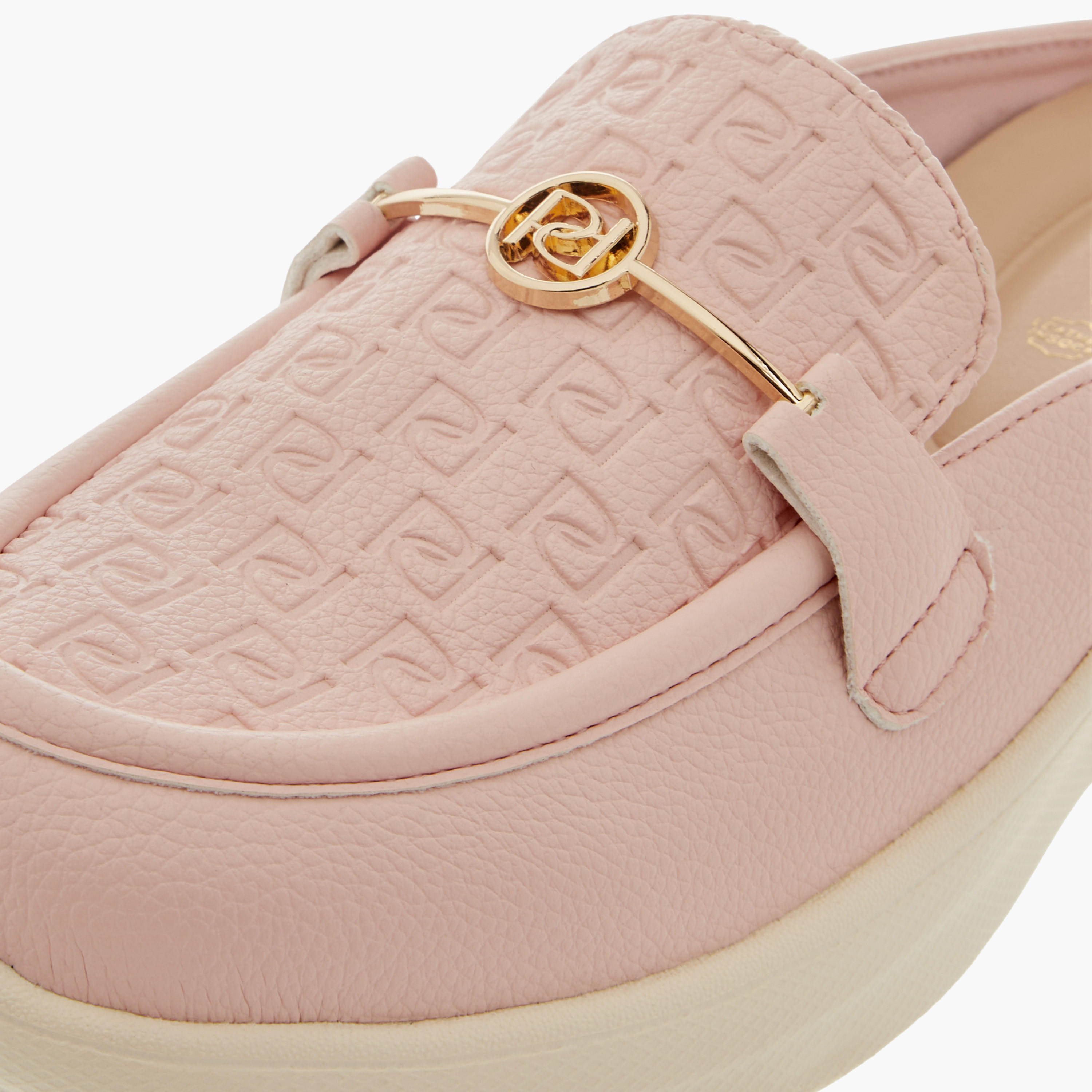 Paprika Monogram Embossed Slip-On Comfort Mules-women-shoes-flats-mules-image-4