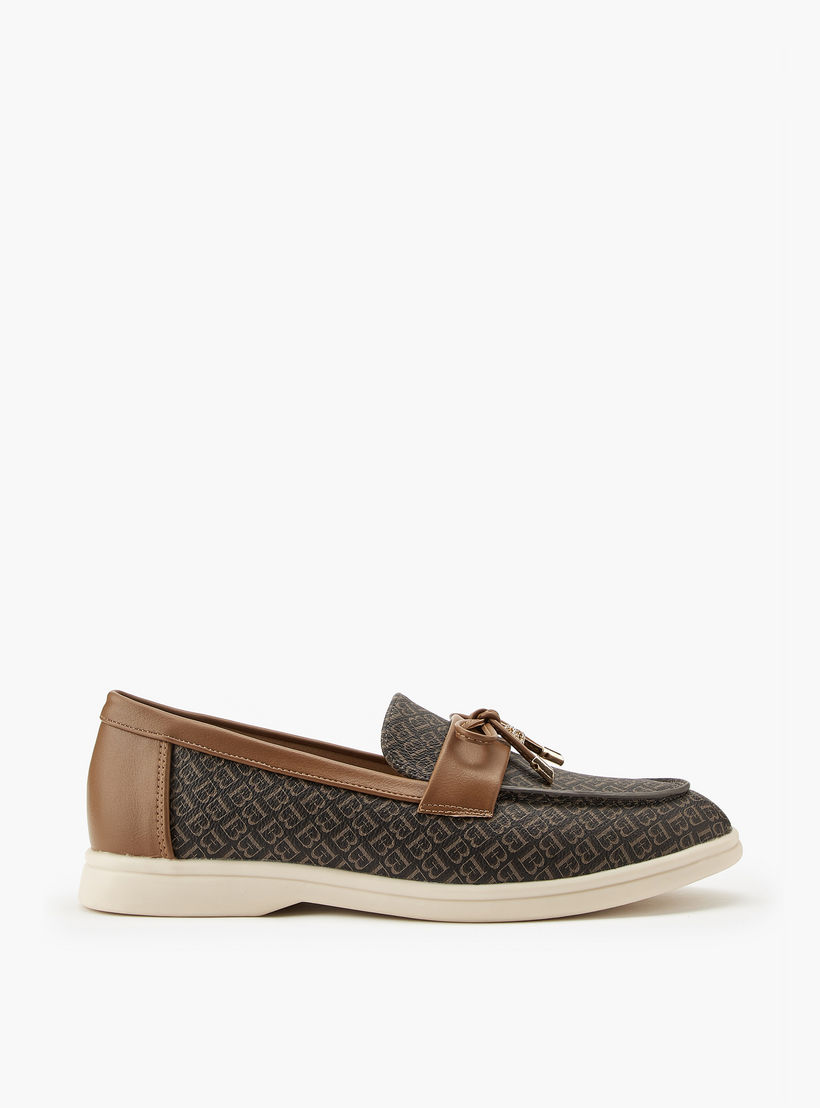 Flora Bella Monogram Print Slip-On Loafers with Bow Accent-women-shoes-loafersandmoccasins-image-2