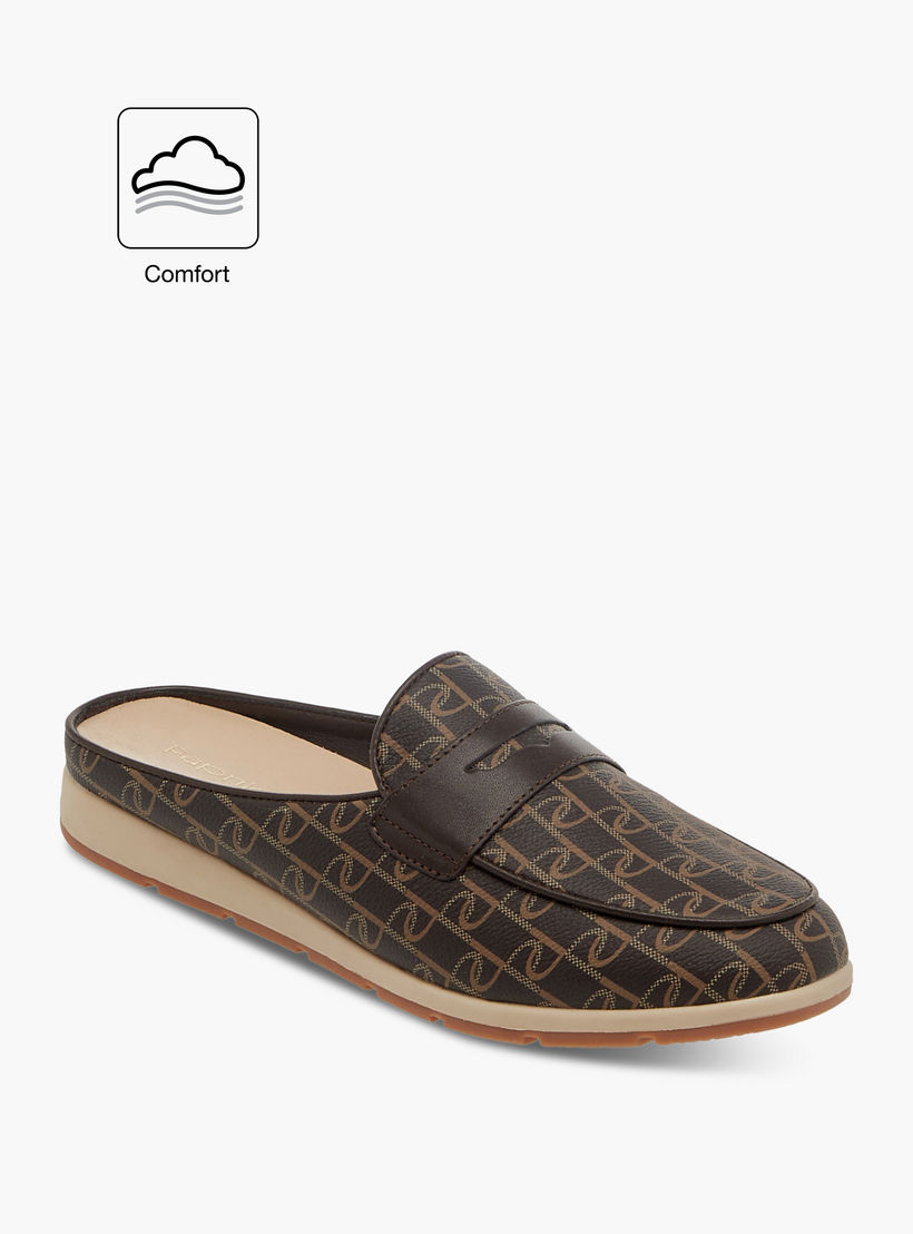 Paprika Monogram Print Slip-On Comfort Mules-women-shoes-flats-mules-image-2