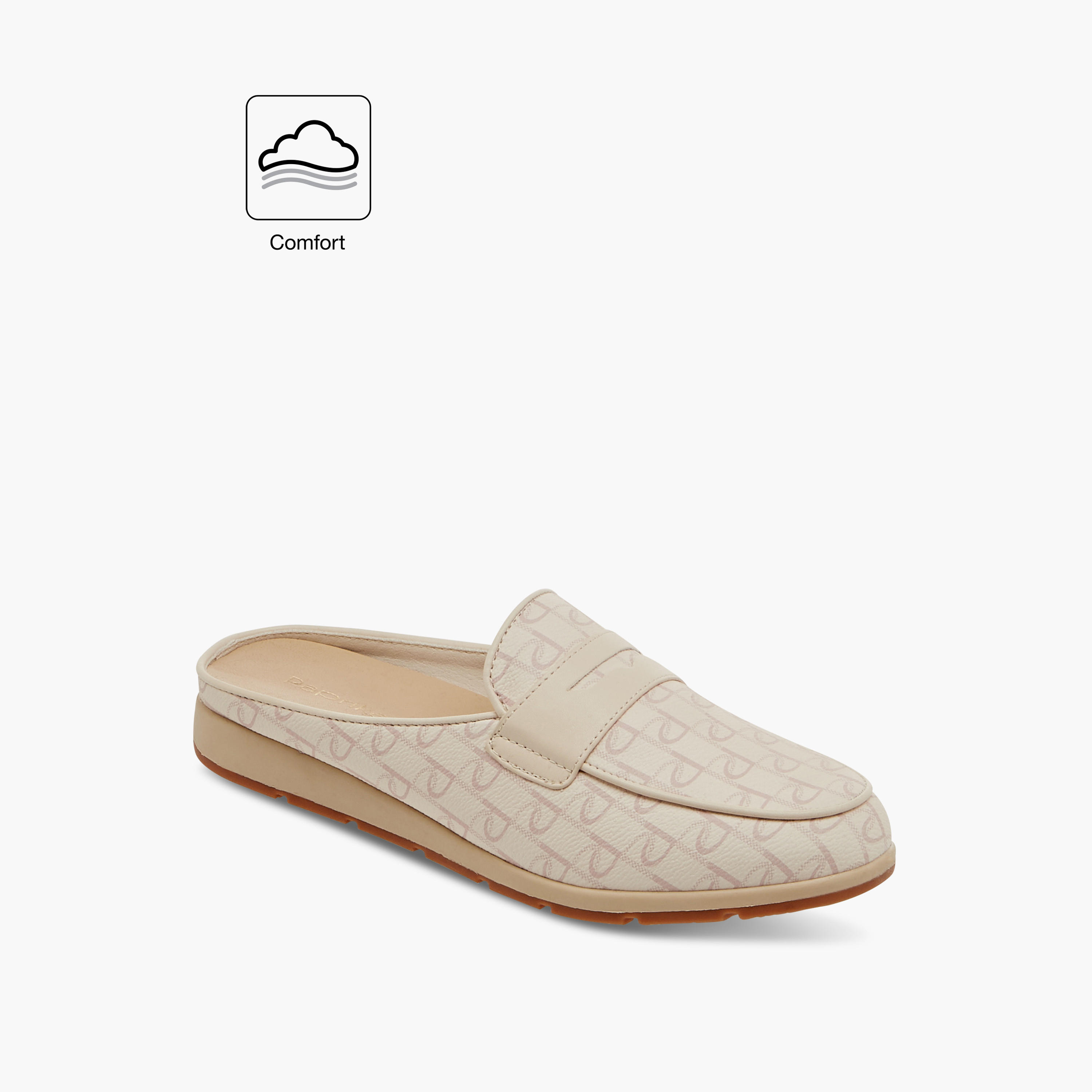 Paprika Monogram Print Slip-On Comfort Mules-women-shoes-flats-mules-image-2